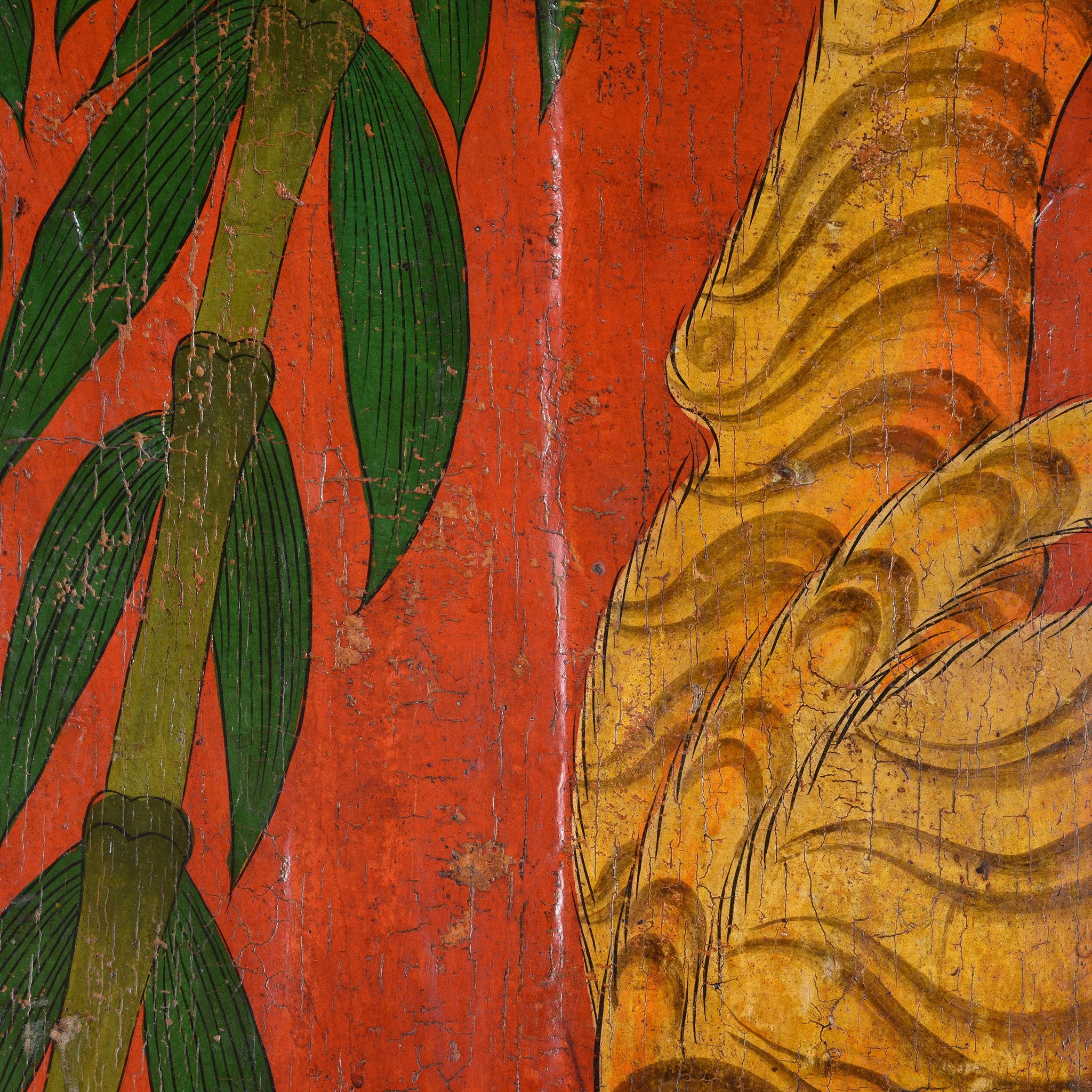 Tibetan Tiger Door Panel With Original Paint 75 - 100 Yrs Old - Image 4