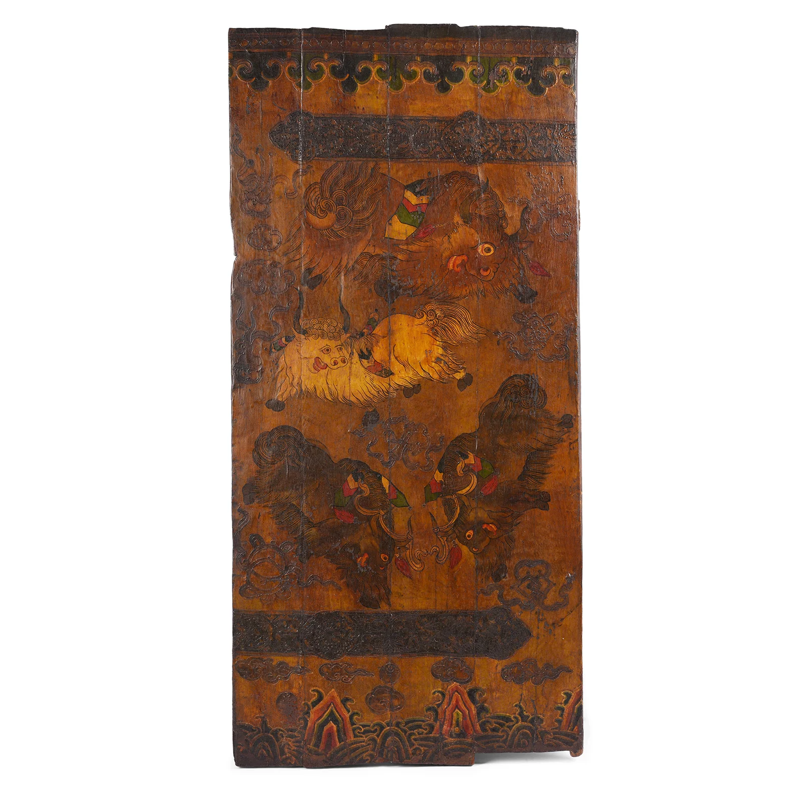 Tibetan Yak Door With Original Paint - Ca 1930