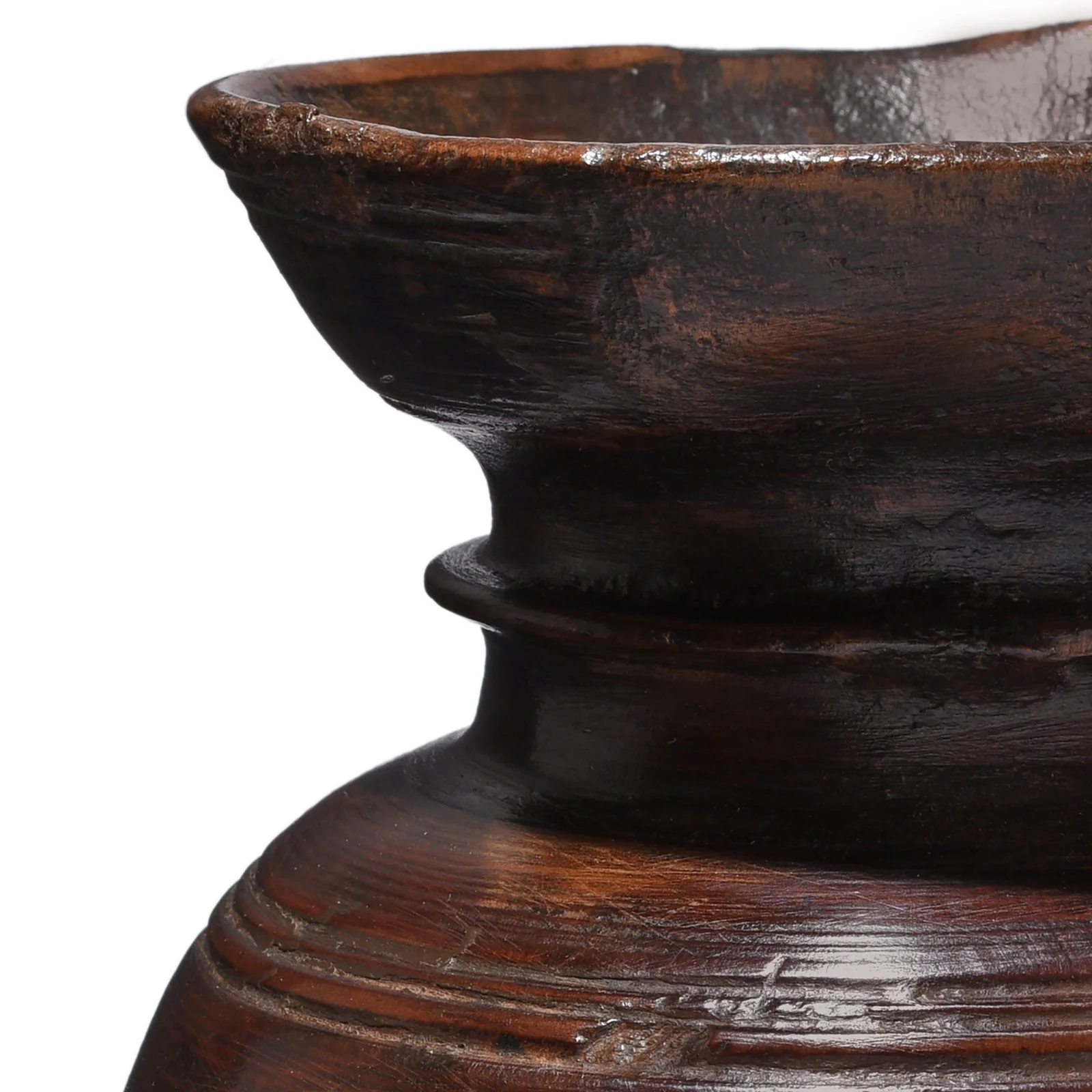 Turned Cedar Pot From Kullu - Ca 1940's - Image 3