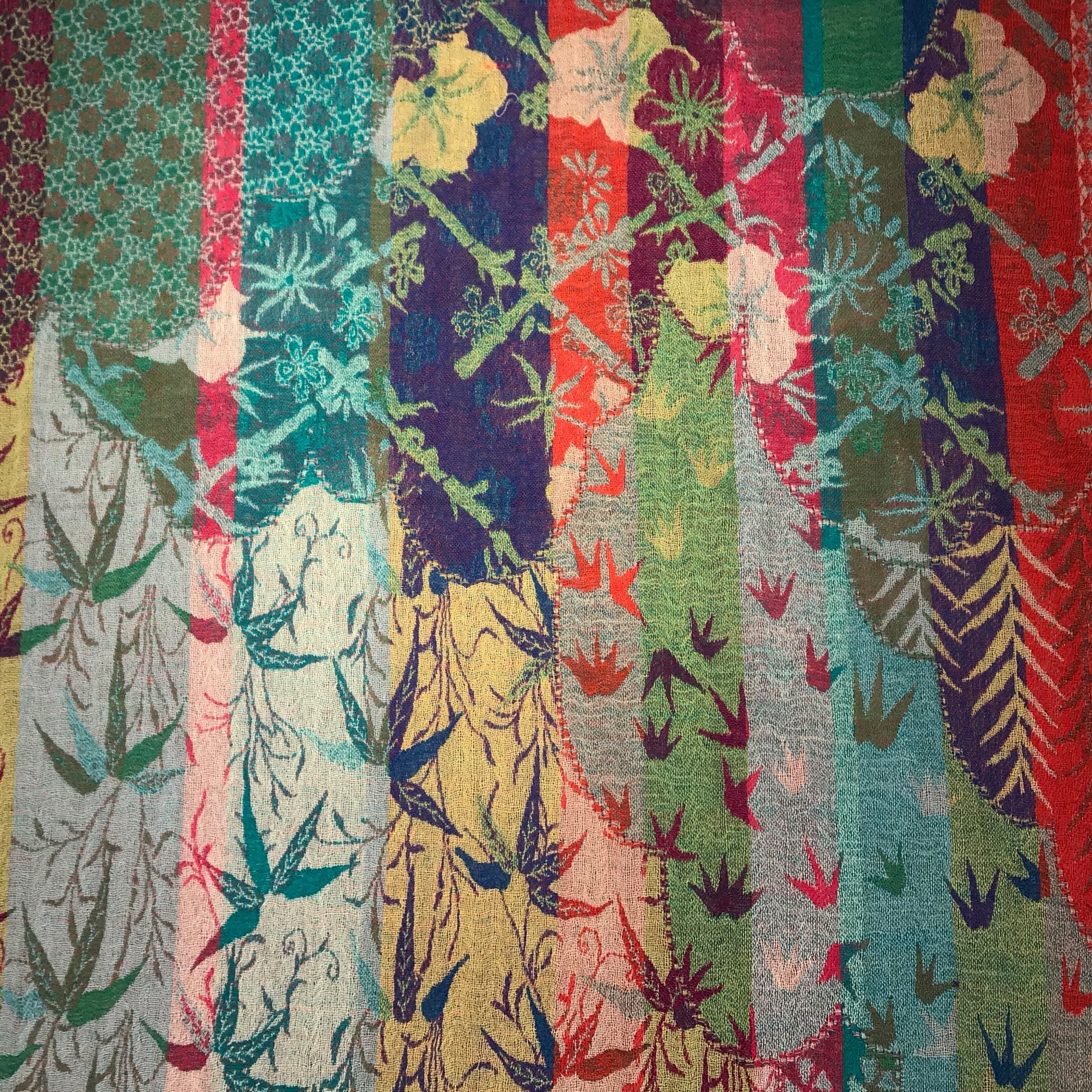 Turquoise Floral Dreams Scarf - Merino Wool - Image 3