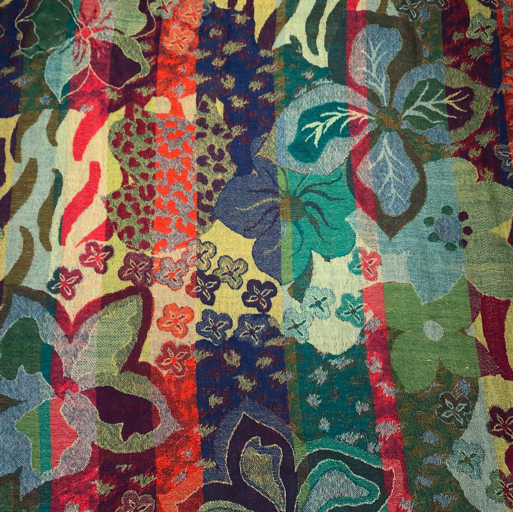 Turquoise Flowers Scarf - Merino Wool - Image 2