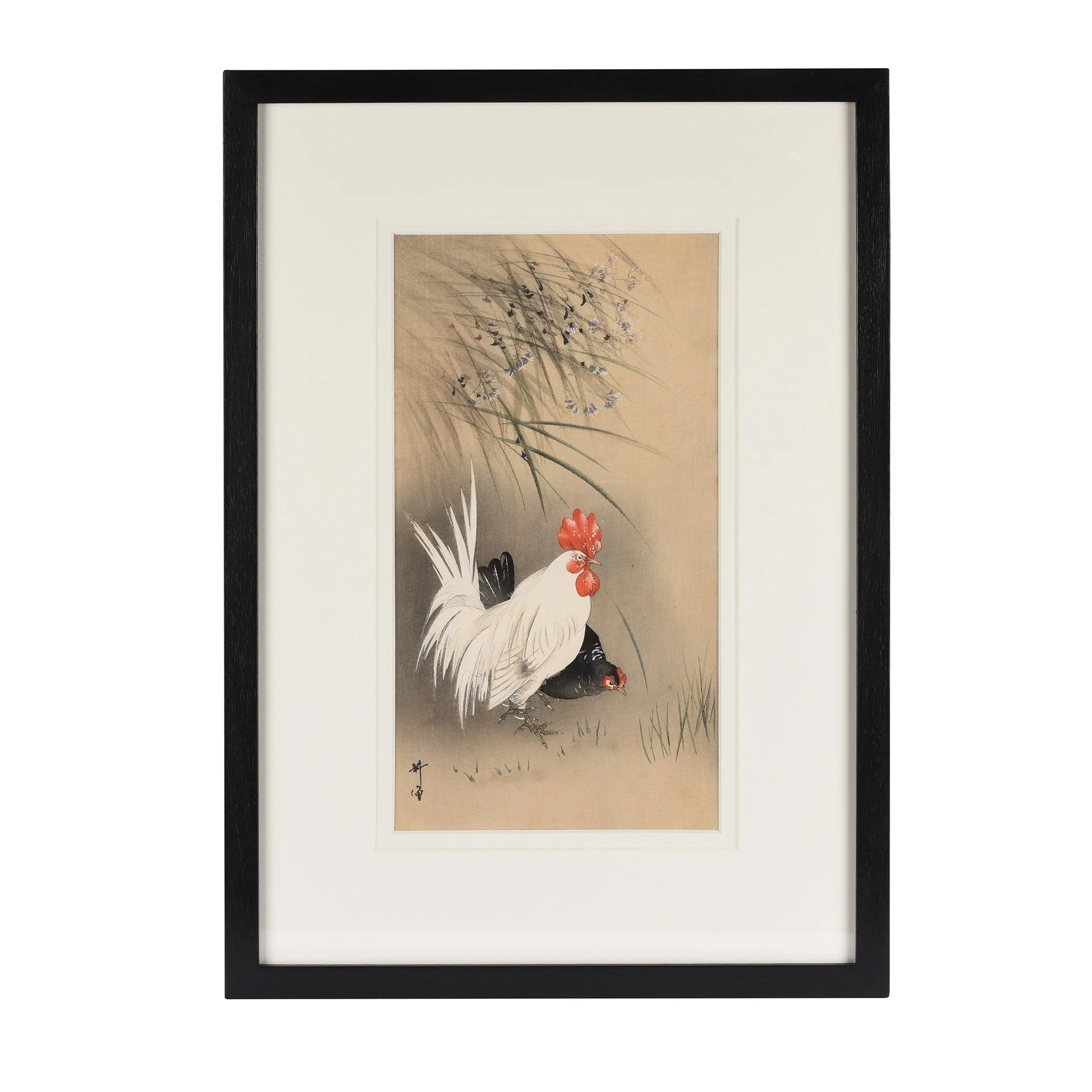 Chickens Woodblock Print By Ohara Koson - Early 20th Century