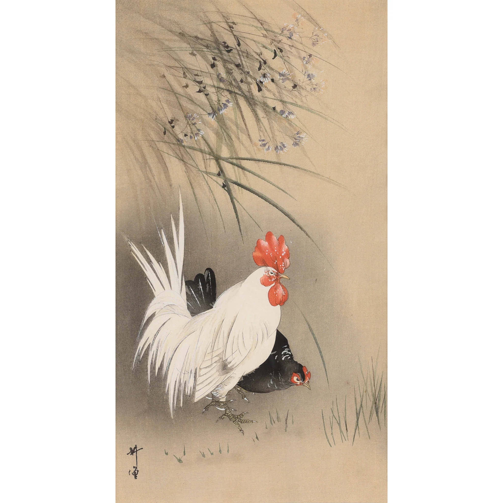 Chickens Woodblock Print By Ohara Koson - Early 20th Century - Image 2