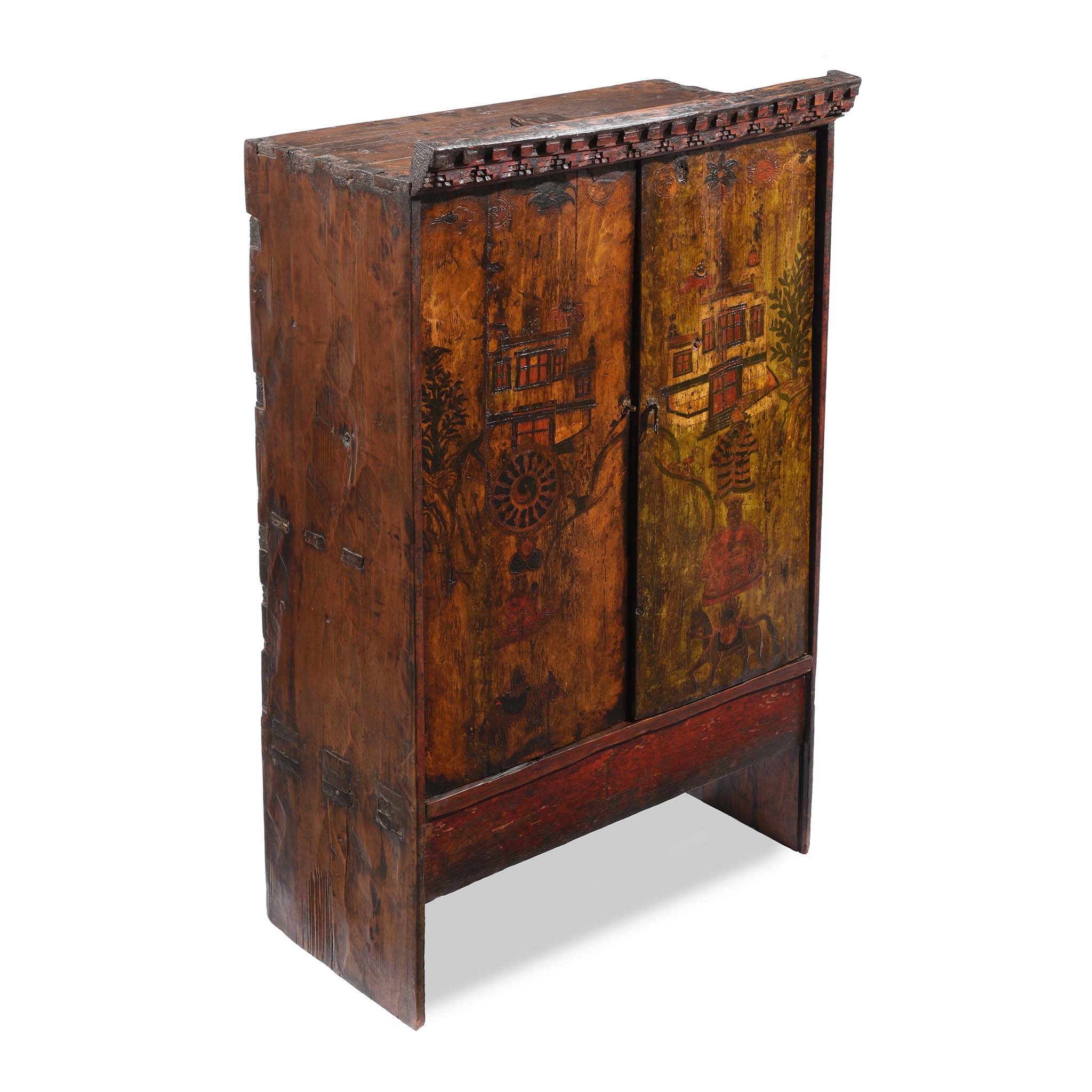 Painted Torkham Cabinet From Tibet - 18thC - Image 3