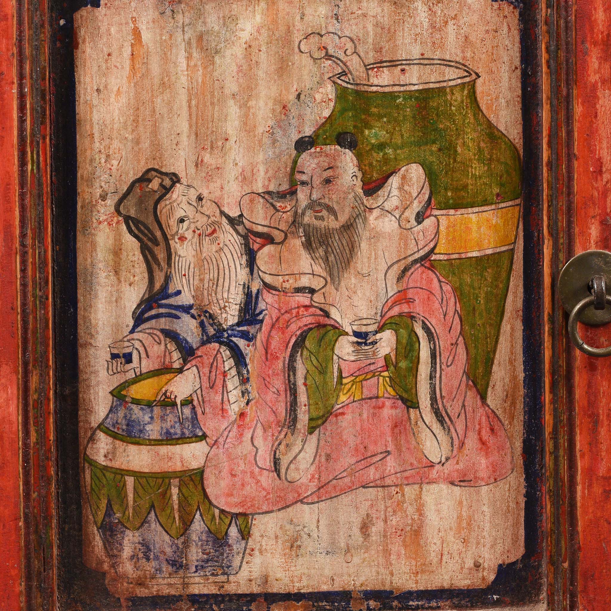 A Pair Of Painted Mongolian Side Cabinet - 19thC - Image 16