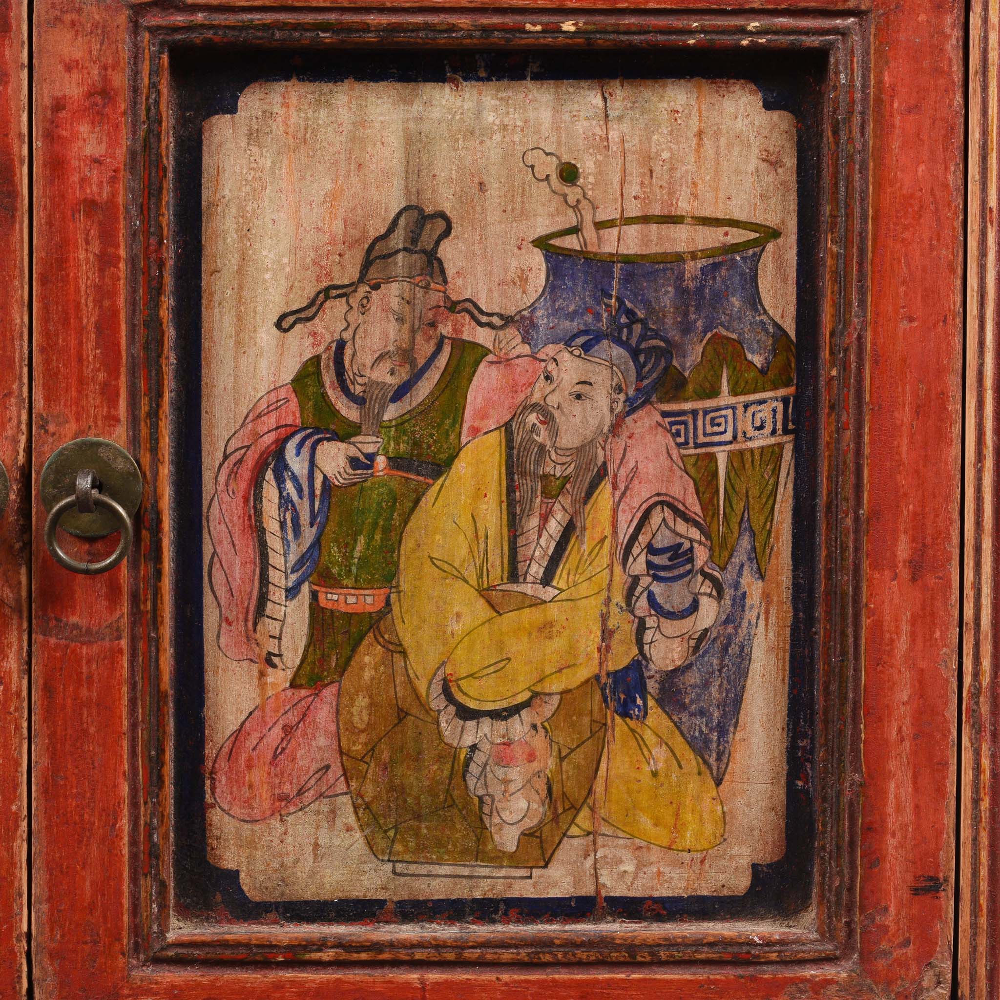 A Pair Of Painted Mongolian Side Cabinet - 19thC - Image 17