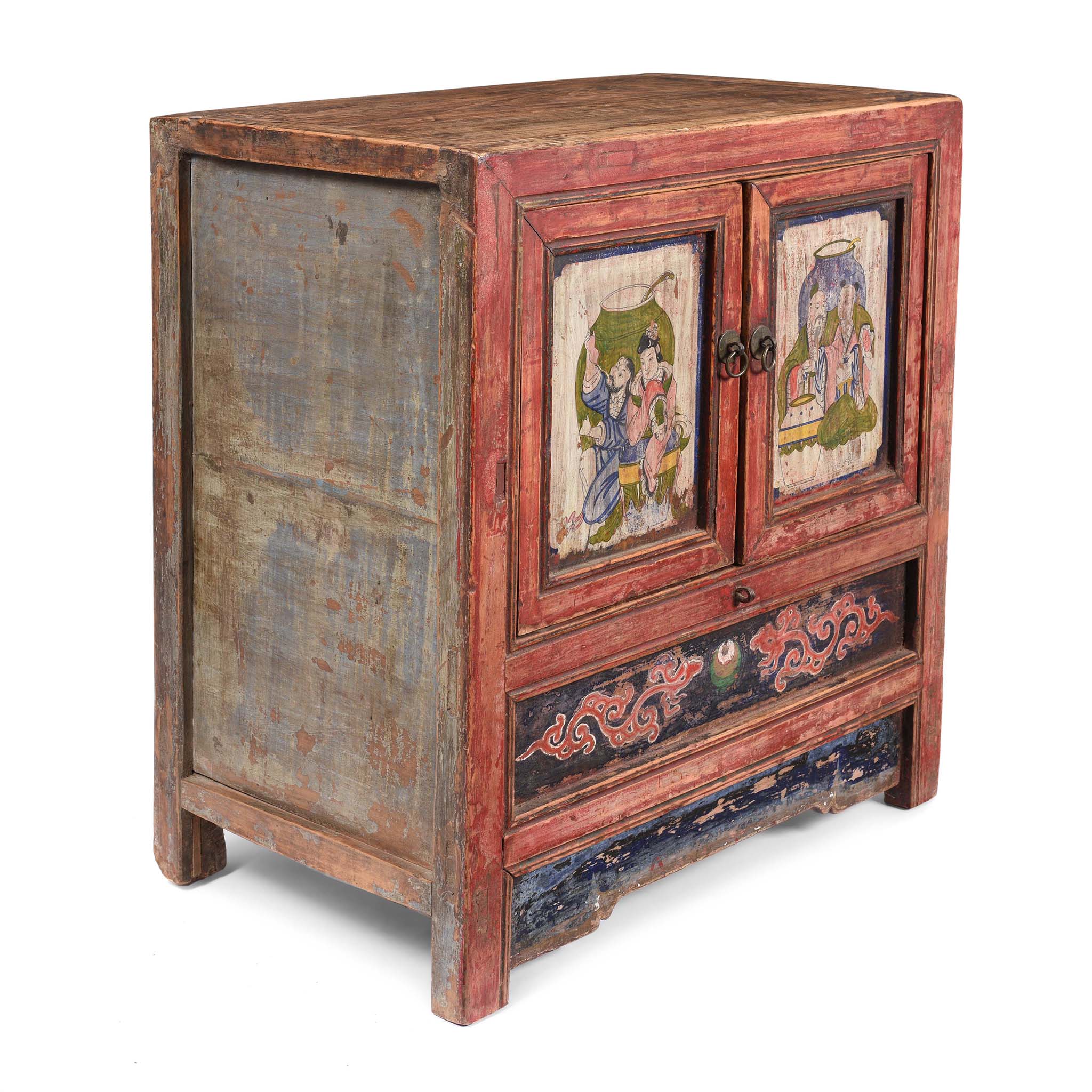 A Pair Of Painted Mongolian Side Cabinet - 19thC - Image 2