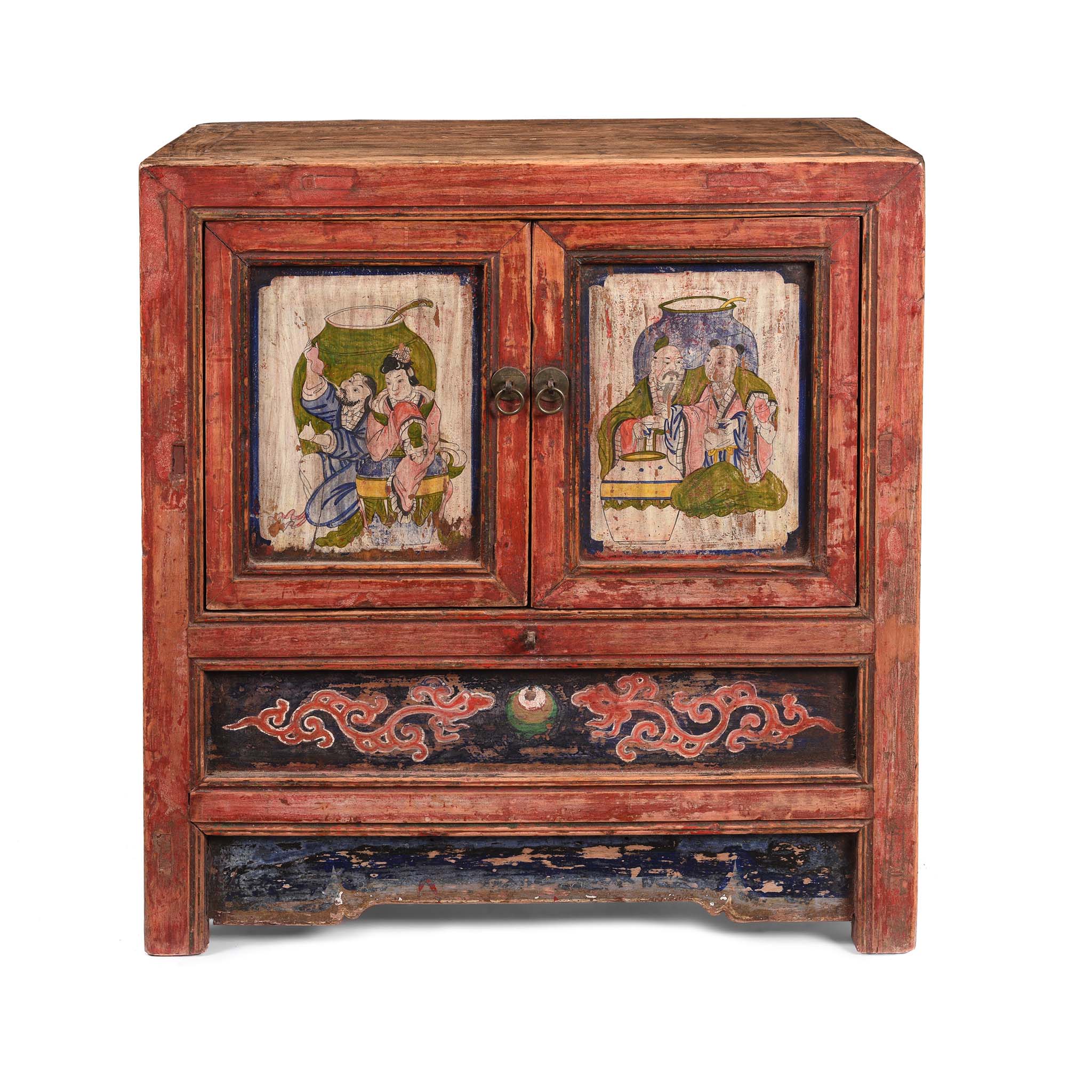 A Pair Of Painted Mongolian Side Cabinet - 19thC - Image 3