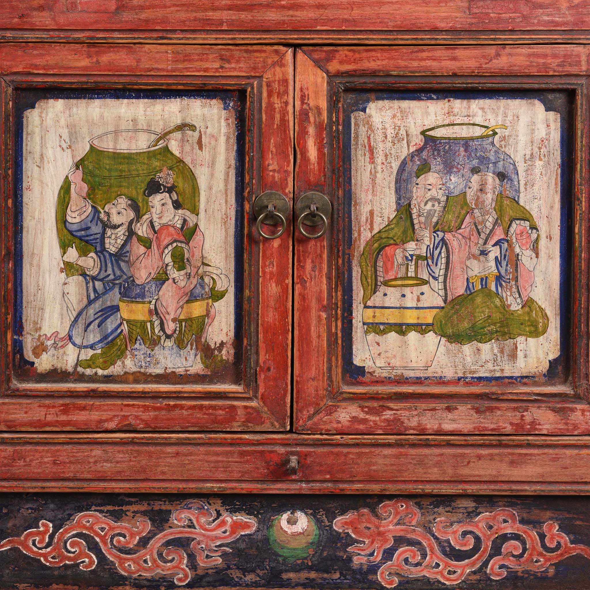 A Pair Of Painted Mongolian Side Cabinet - 19thC - Image 6