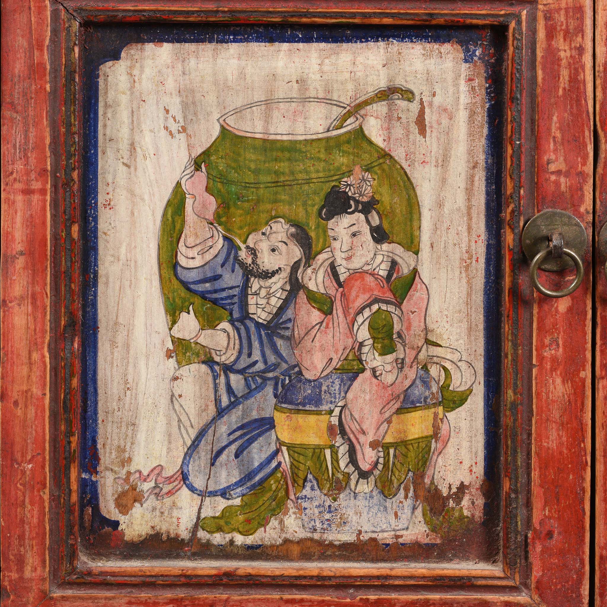 A Pair Of Painted Mongolian Side Cabinet - 19thC - Image 7