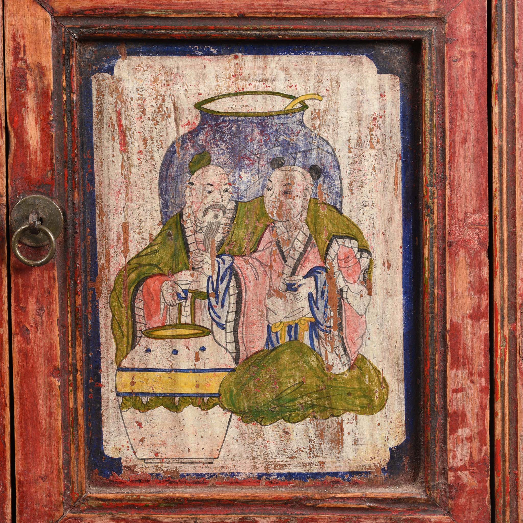 A Pair Of Painted Mongolian Side Cabinet - 19thC - Image 8