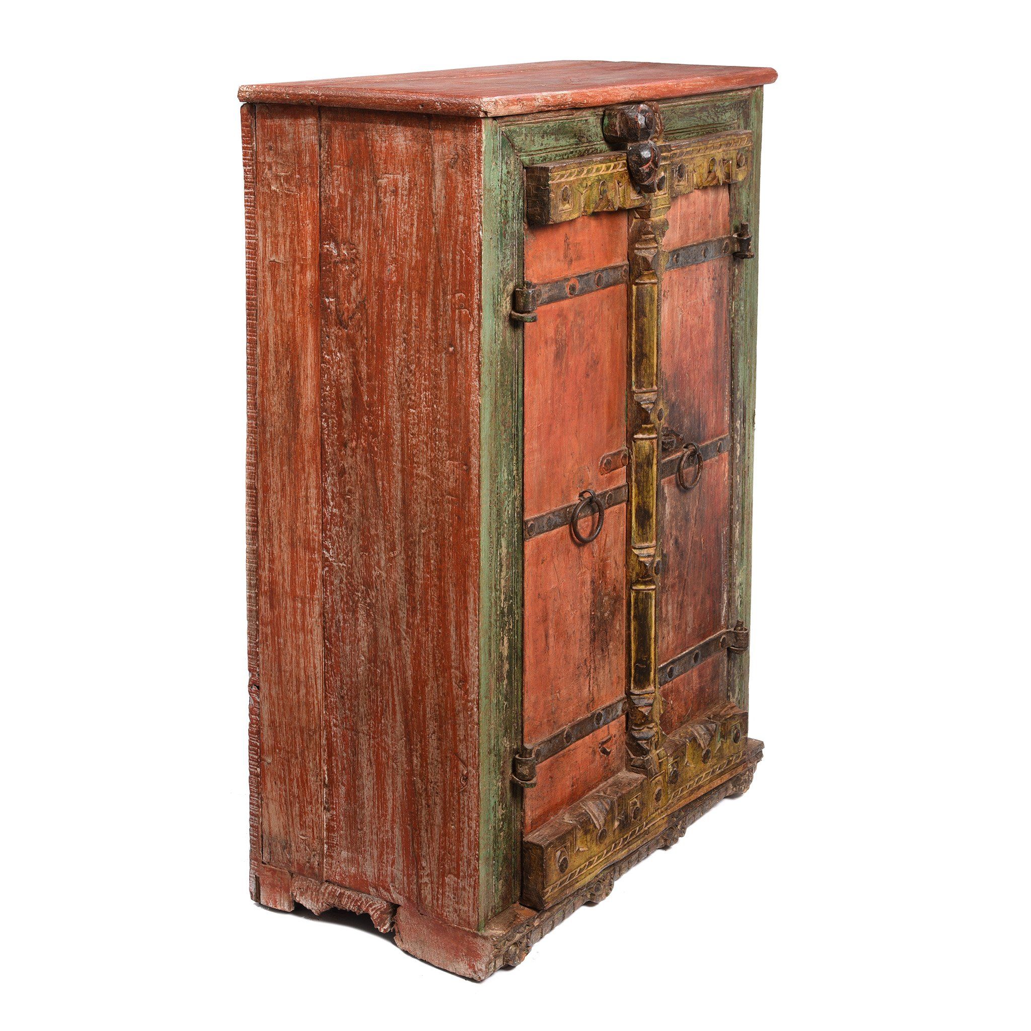 Vermillion Painted Cabinet From Gujarat - 19thC - Image 3