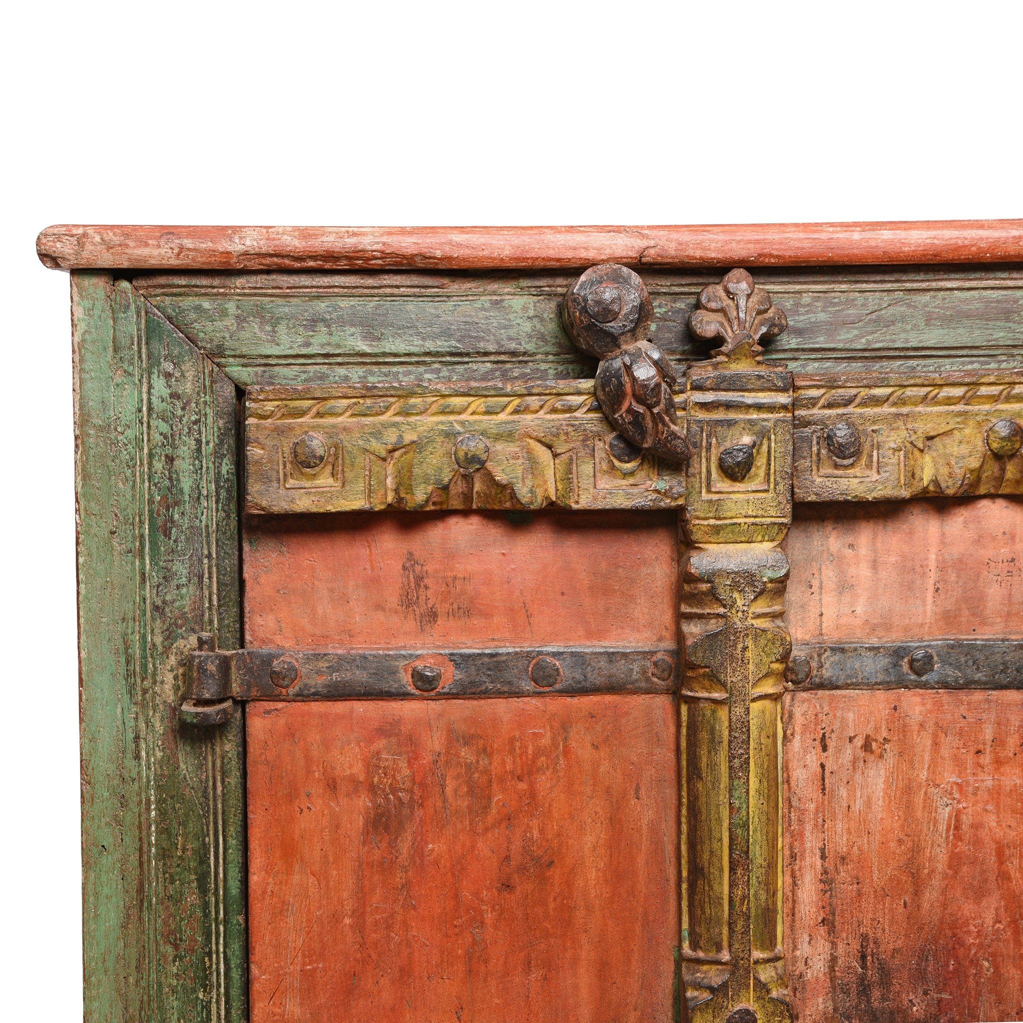 Vermillion Painted Cabinet From Gujarat - 19thC - Image 6