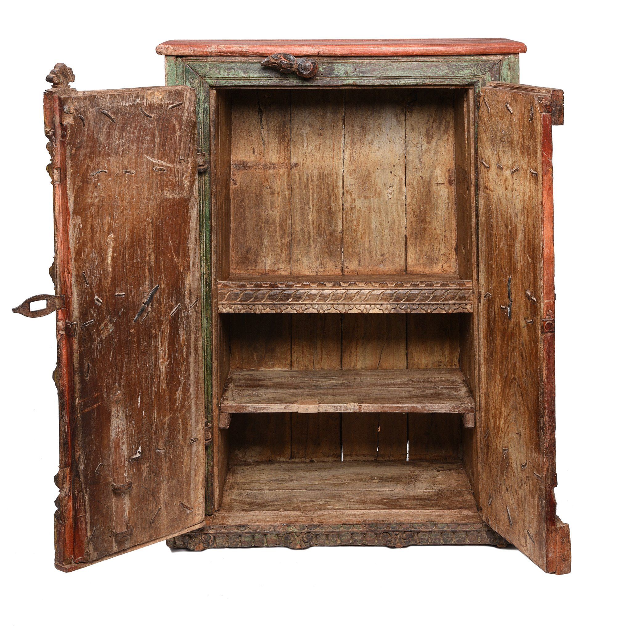 Vermillion Painted Cabinet From Gujarat - 19thC - Image 7