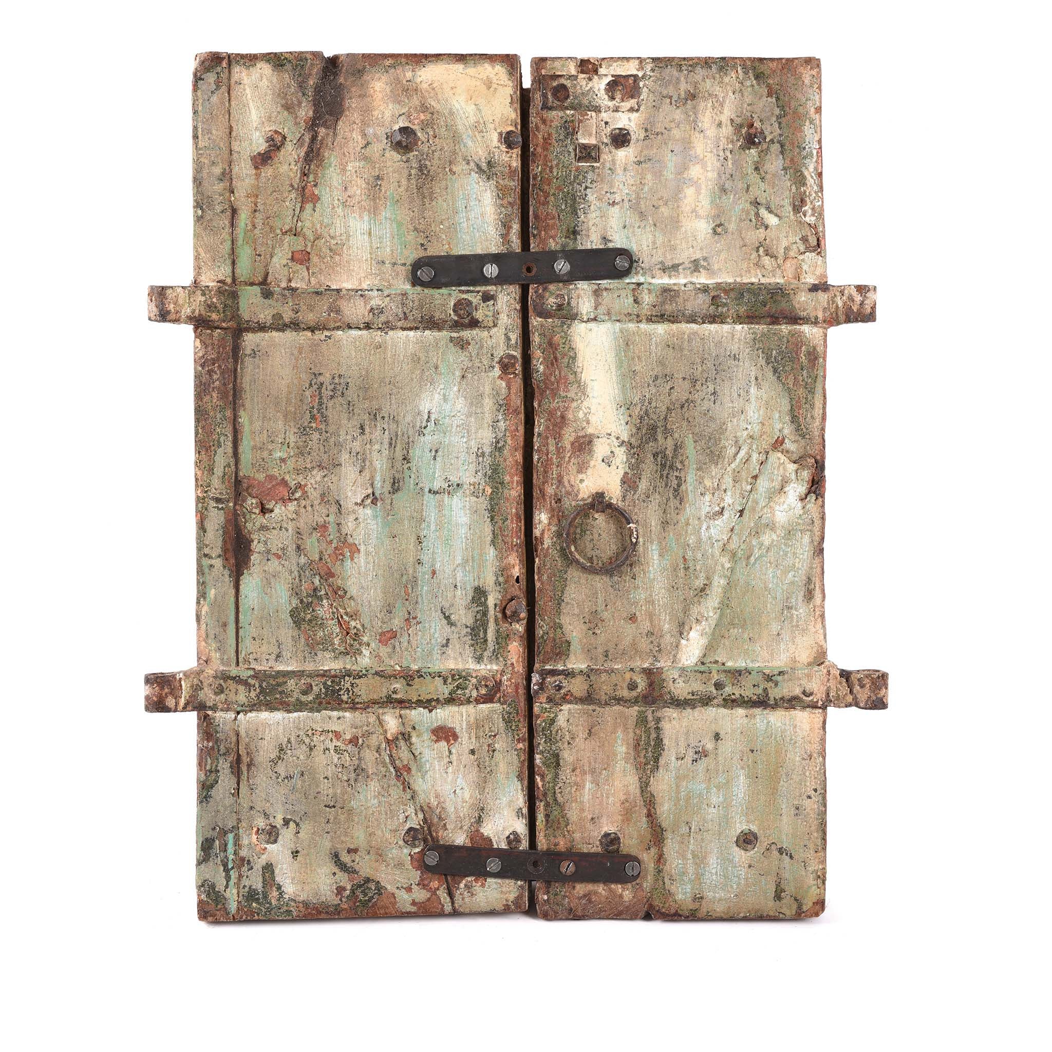 Vermillion Teak Painted Window Shutter From Gujarat - 18thC - Image 8