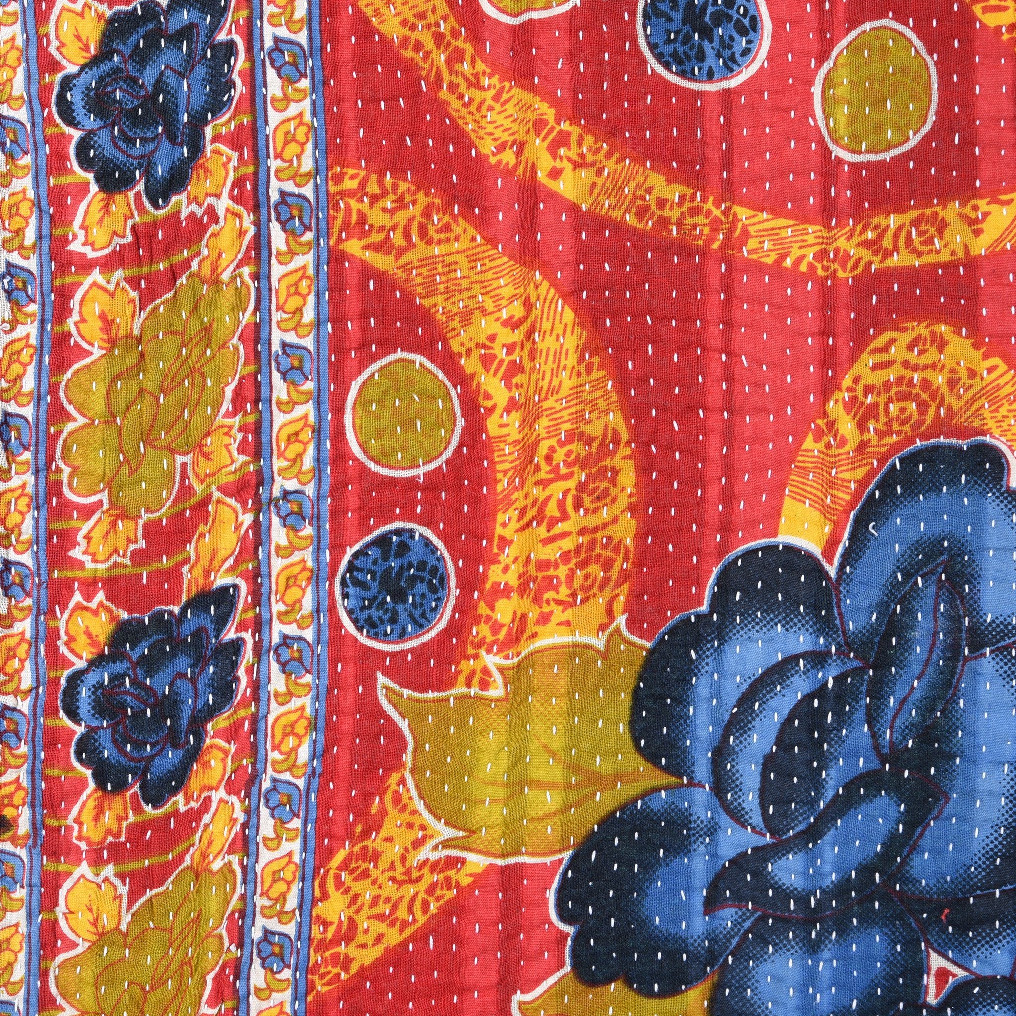 Vintage Bengali Kantha Throw - King Size - Ca 1950 - Image 4