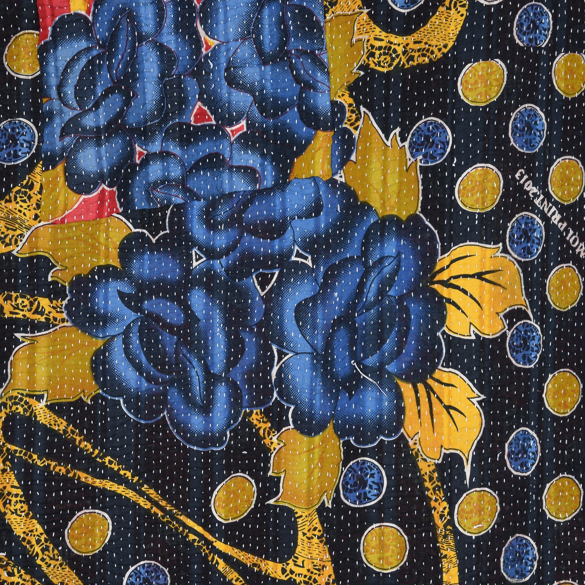 Vintage Bengali Kantha Throw - King Size - Ca 1950 - Image 5