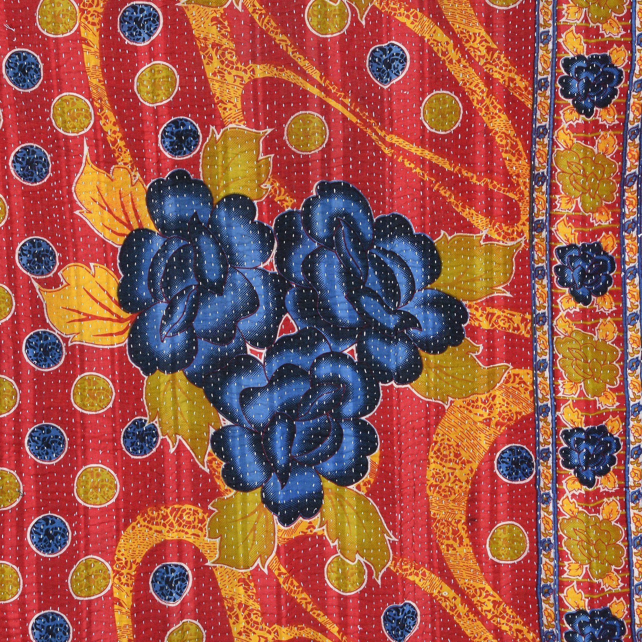 Vintage Bengali Kantha Throw - King Size - Ca 1950 - Image 6