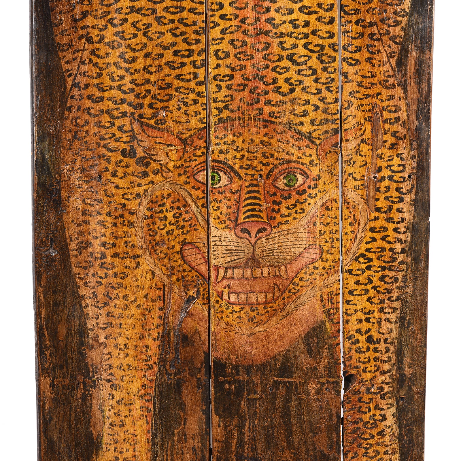 Vintage Black Painted Leopard Panel - Vertical - Image 2