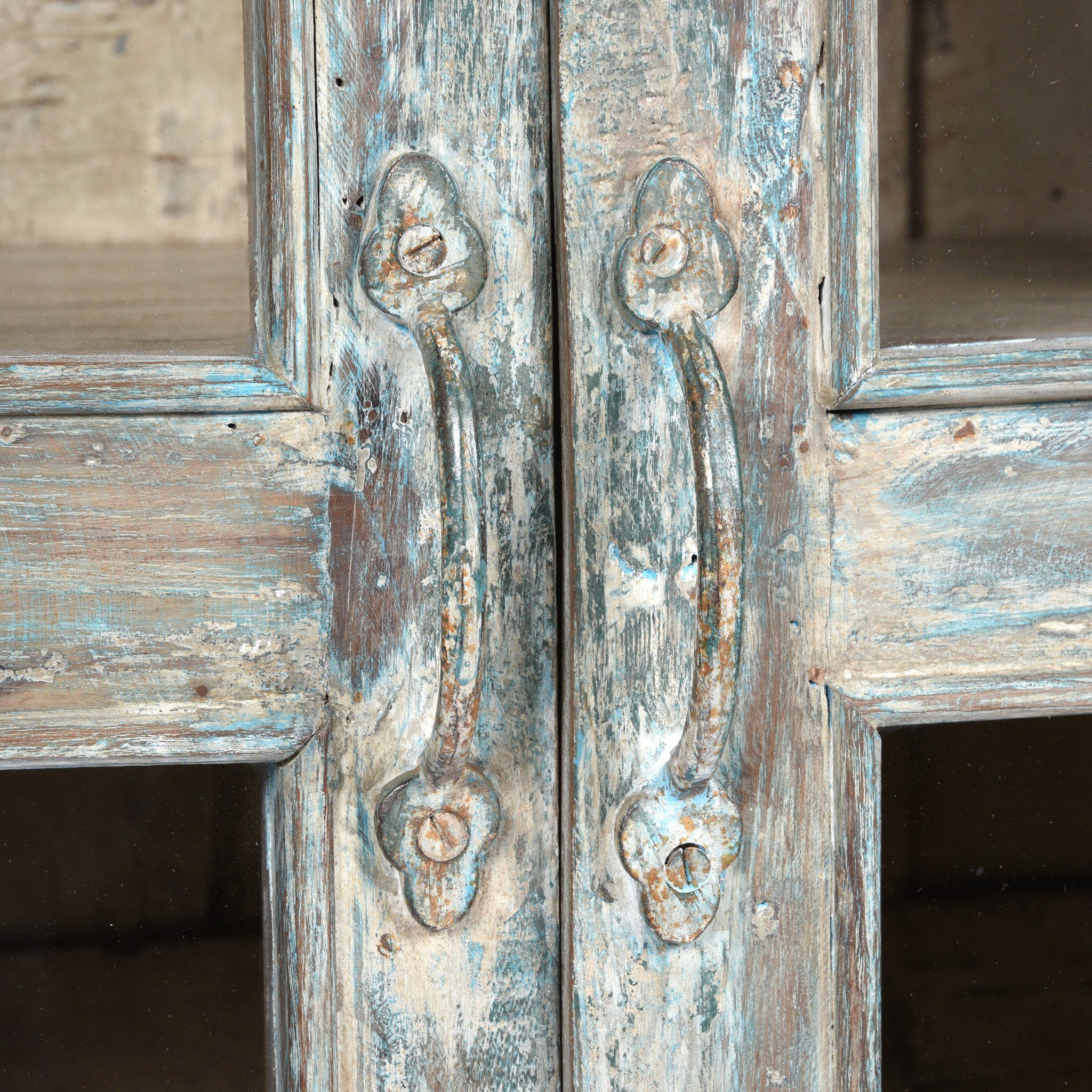 Vintage Blue Painted Display Cabinet - Ca 1920 - Image 5