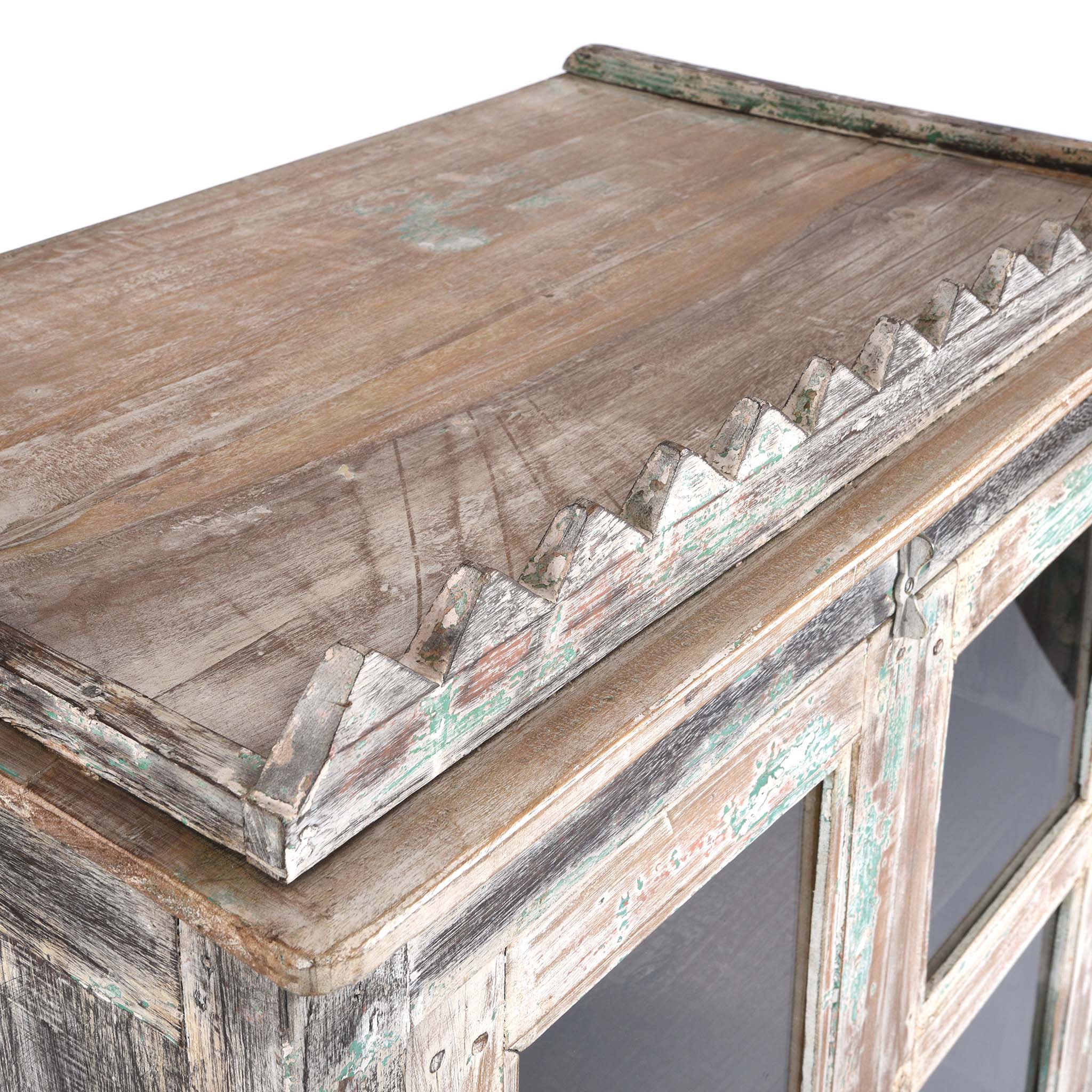 Vintage Blue Painted Display Cabinet - Ca 1920 - Image 9