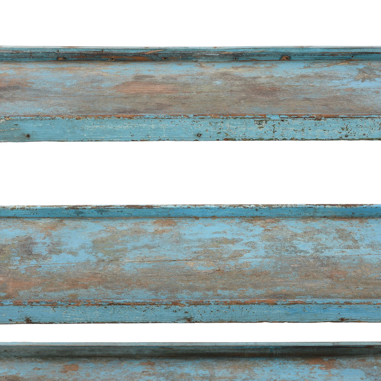 Vintage Blue Painted Indian Teak Shelf - Ca 1930 - Image 4