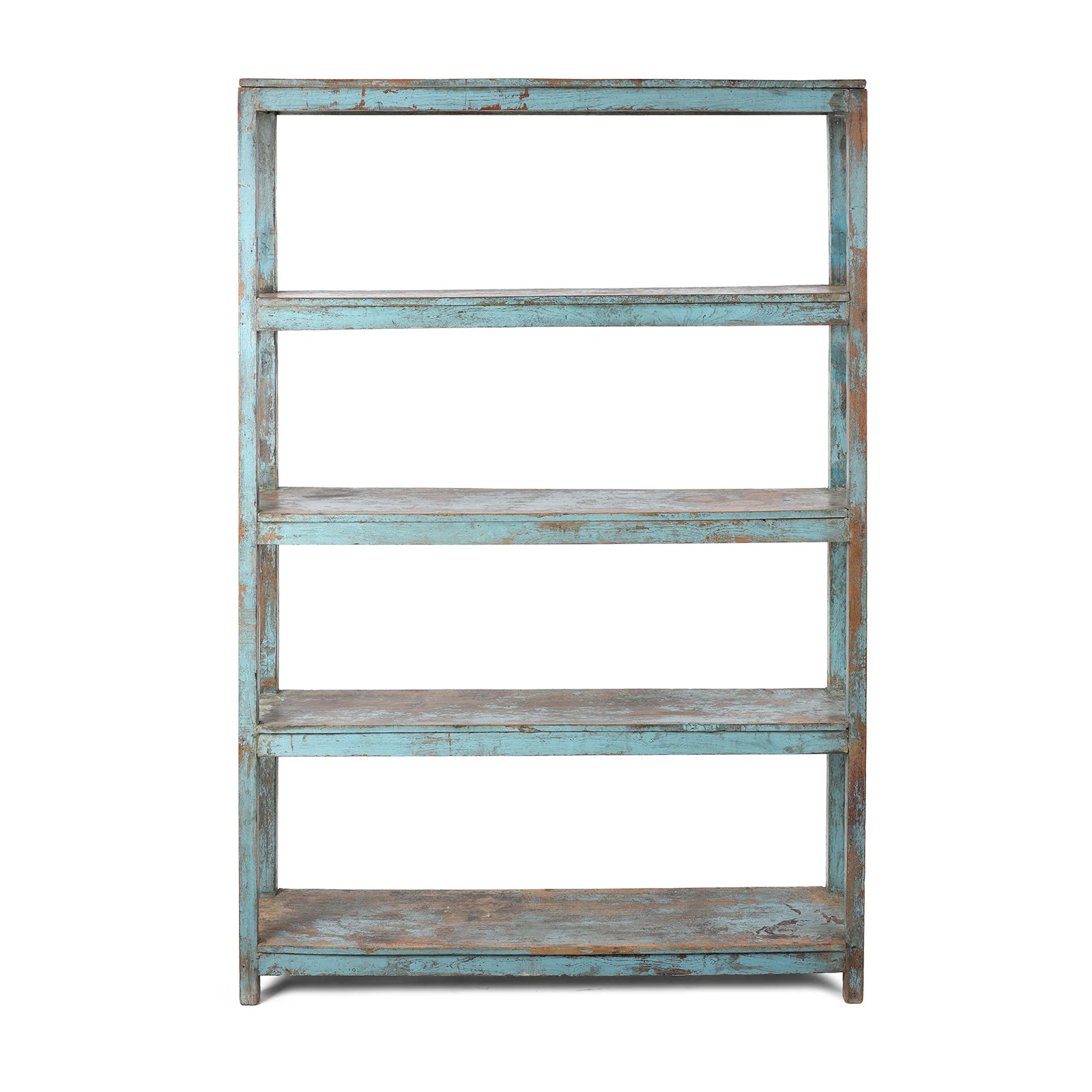 Vintage Blue Painted Indian Teak Shelf - Ca 1930 - Image 2