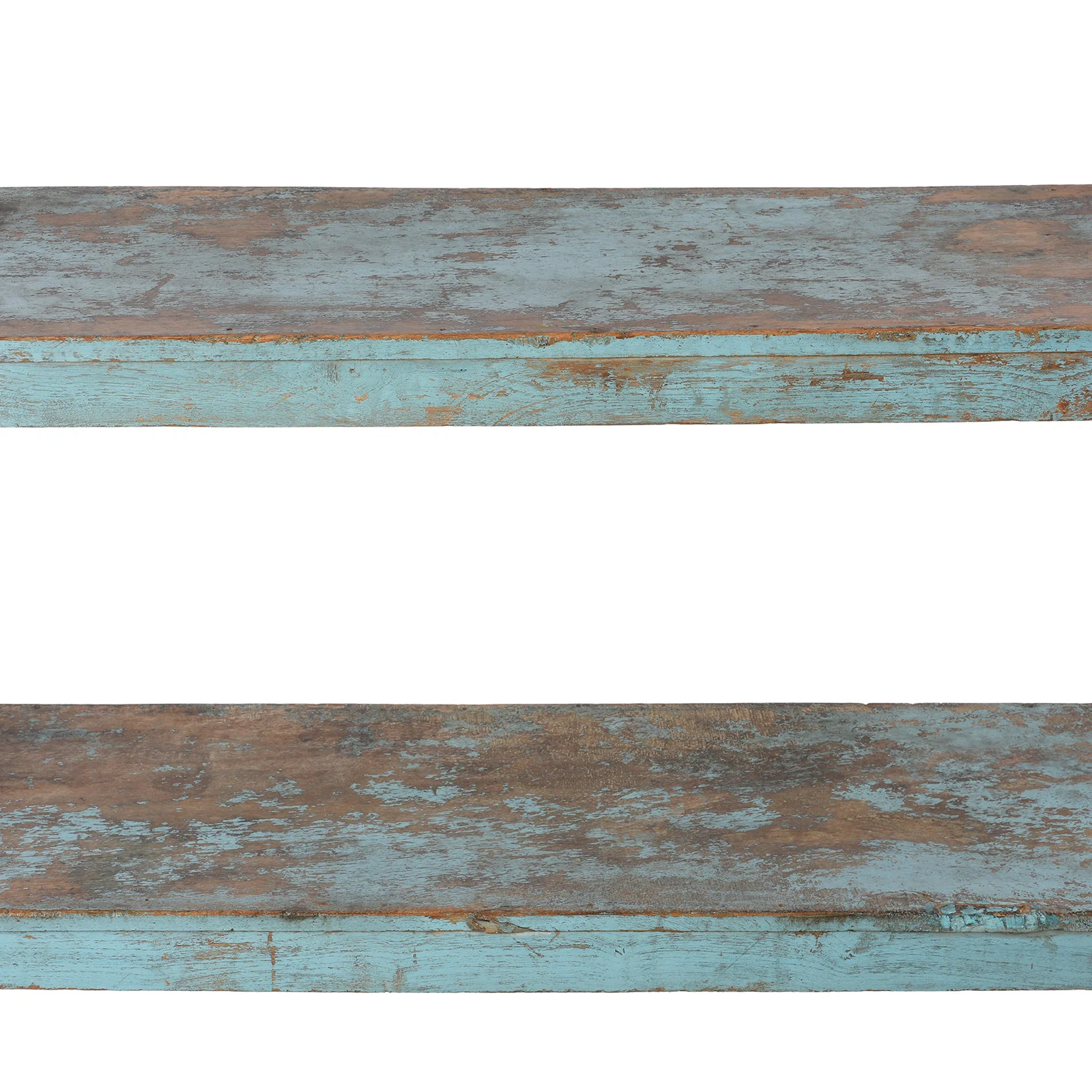 Vintage Blue Painted Indian Teak Shelf - Ca 1930 - Image 4