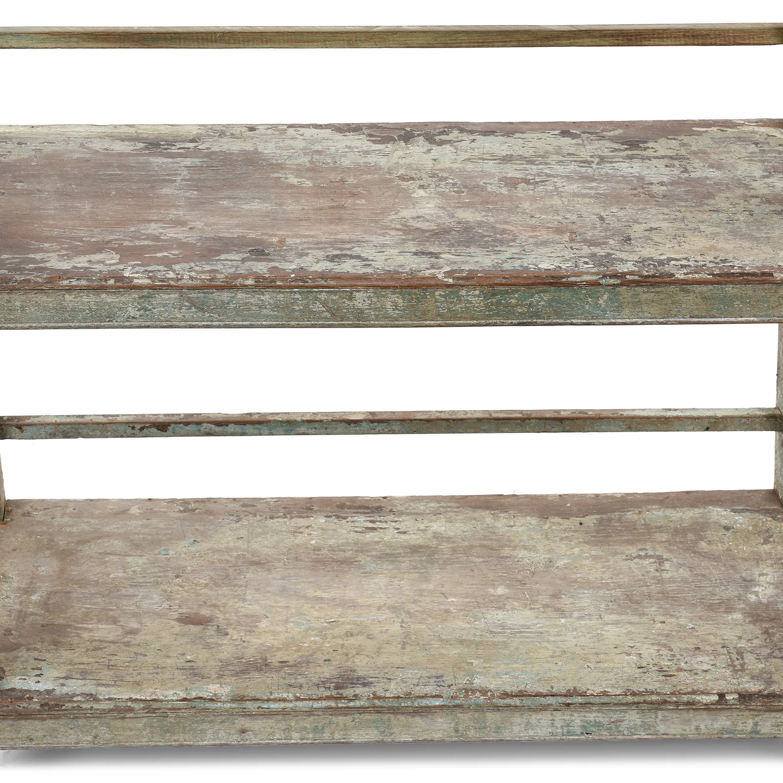 Vintage Blue Painted Indian Teak Shelf - Ca 1930 - Image 4