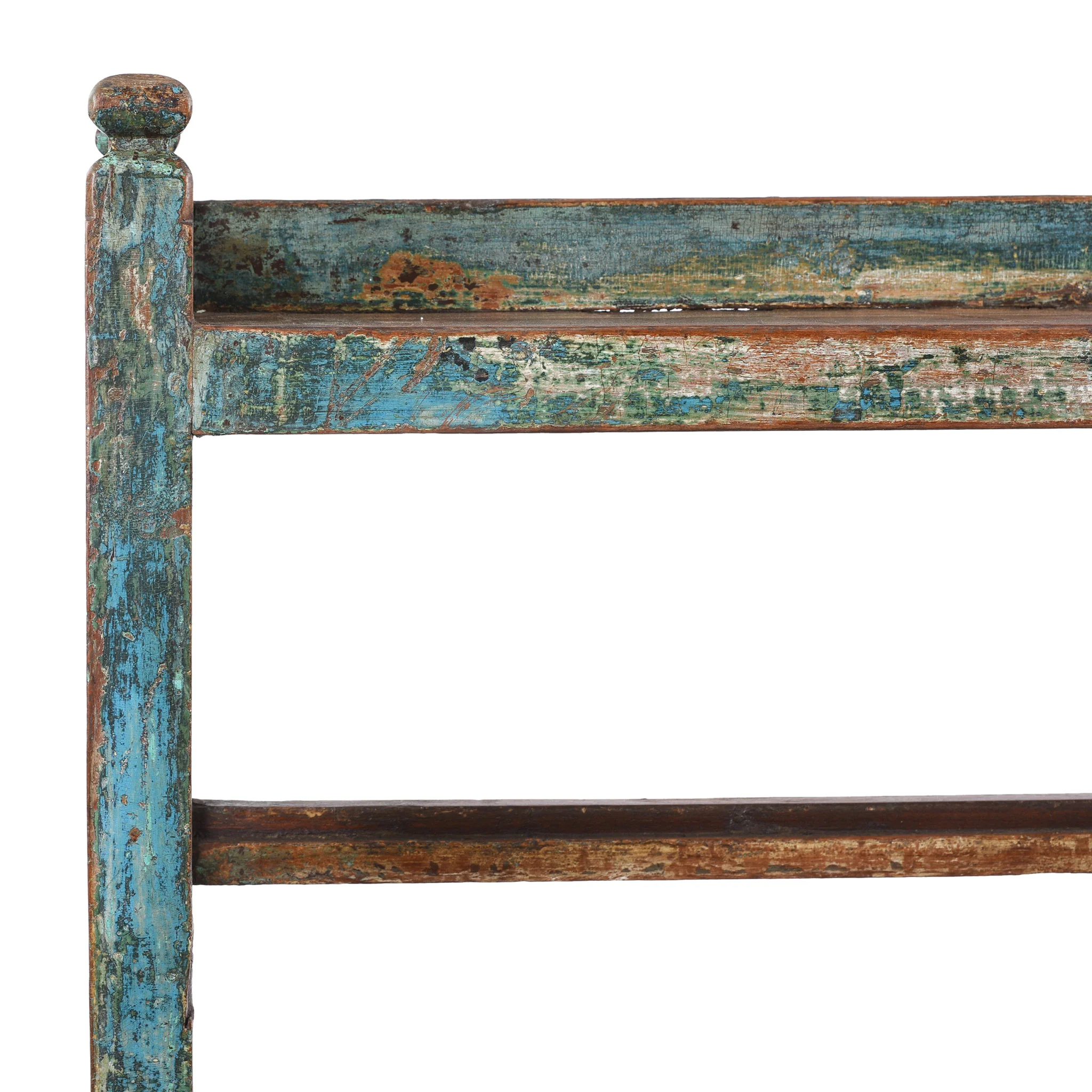 Vintage Blue Painted Indian Teak Shelf - Ca 1930 - Image 2