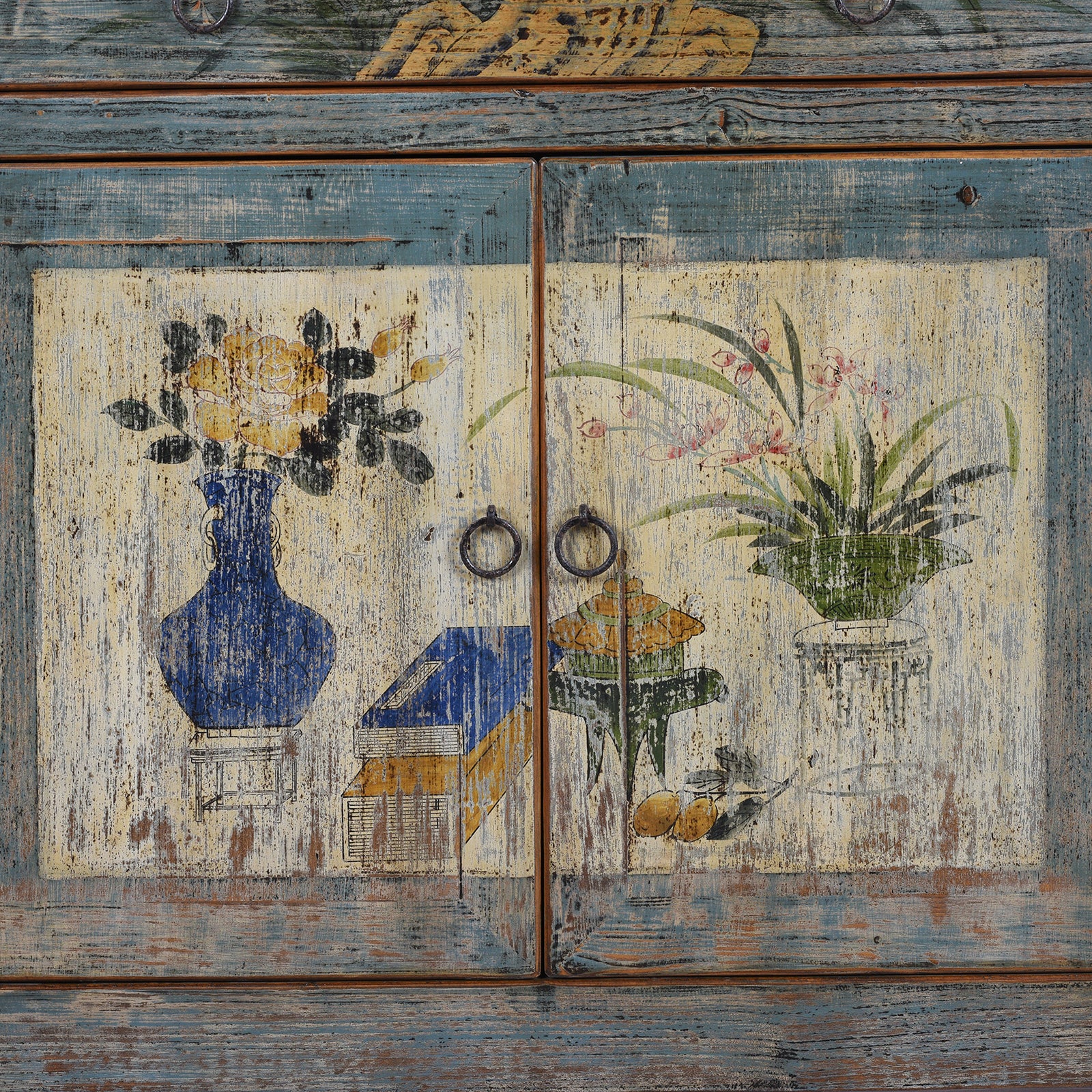 Vintage Blue Painted Sideboard From Shanxi - Image 6