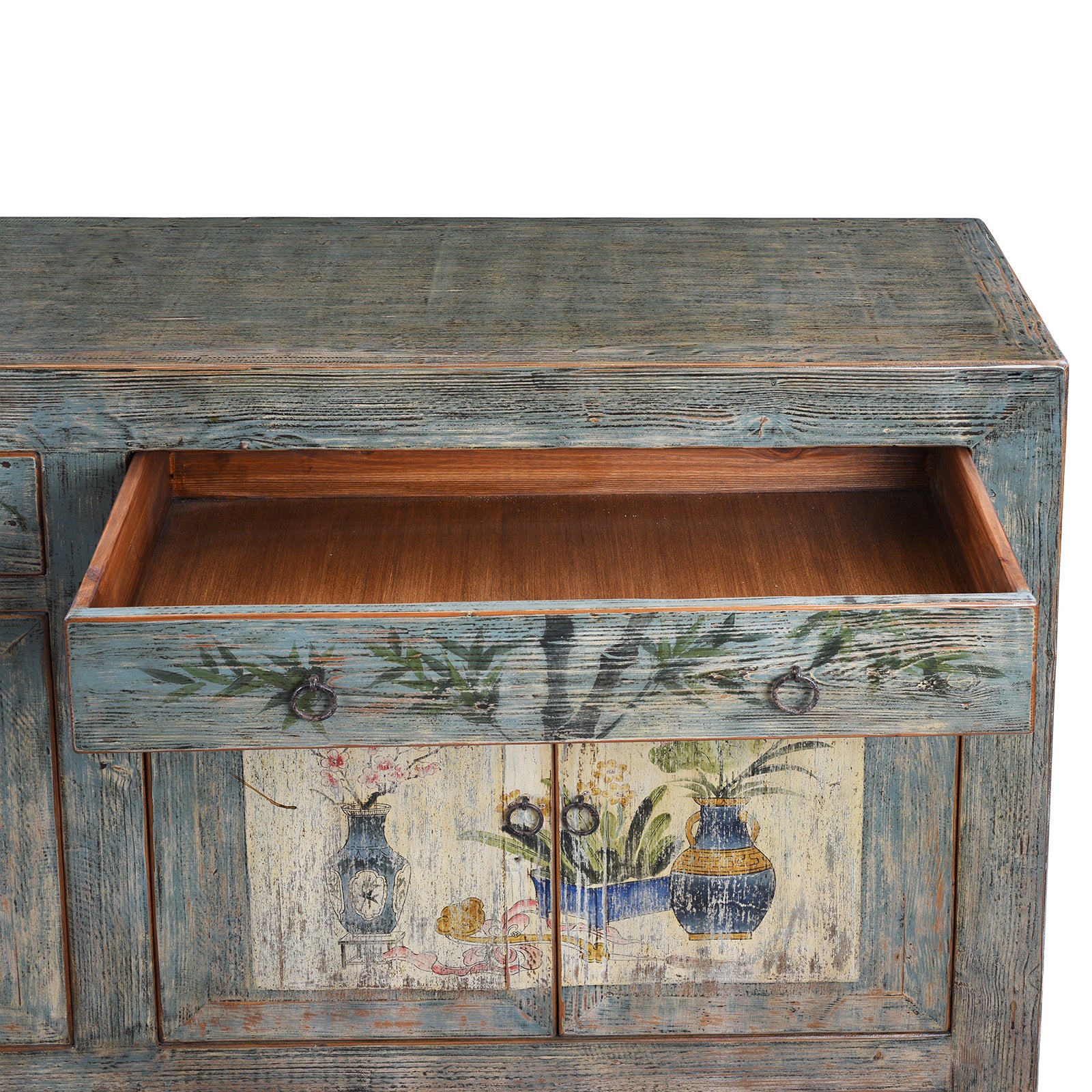 Vintage Blue Painted Sideboard From Shanxi - Image 9
