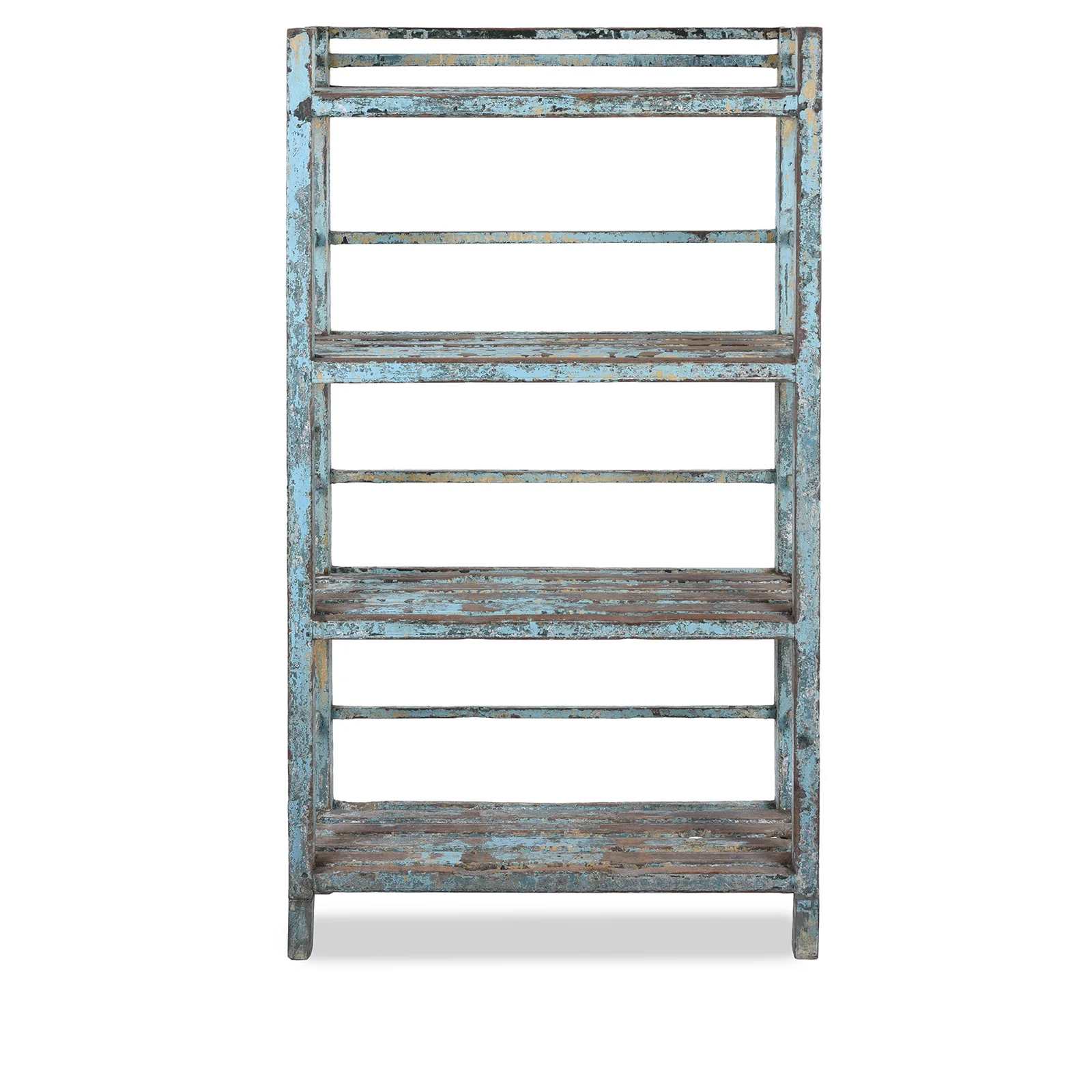 Blue Painted Indian Slatted Shelf - Ca 1930 - Image 3