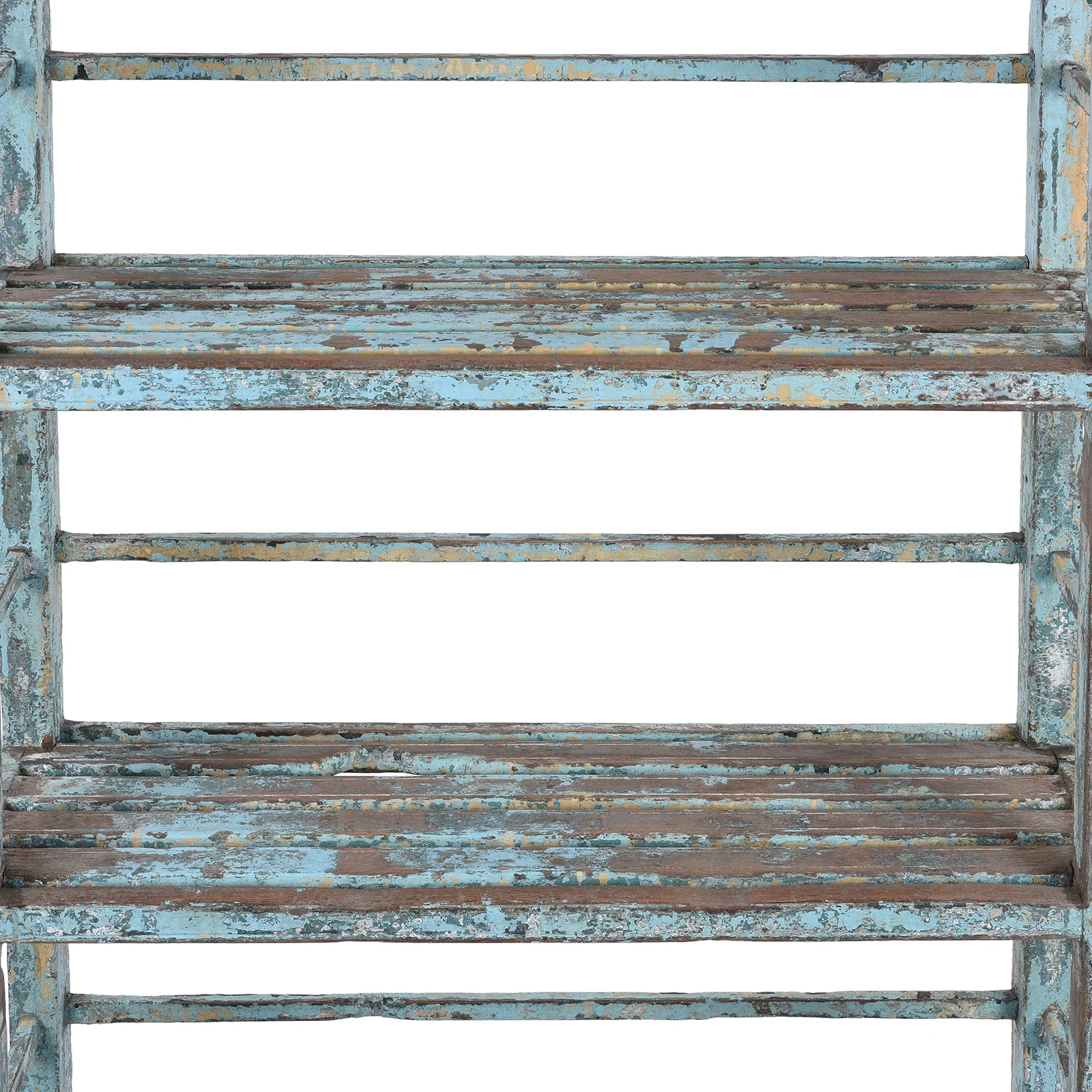 Blue Painted Indian Slatted Shelf - Ca 1930 - Image 4