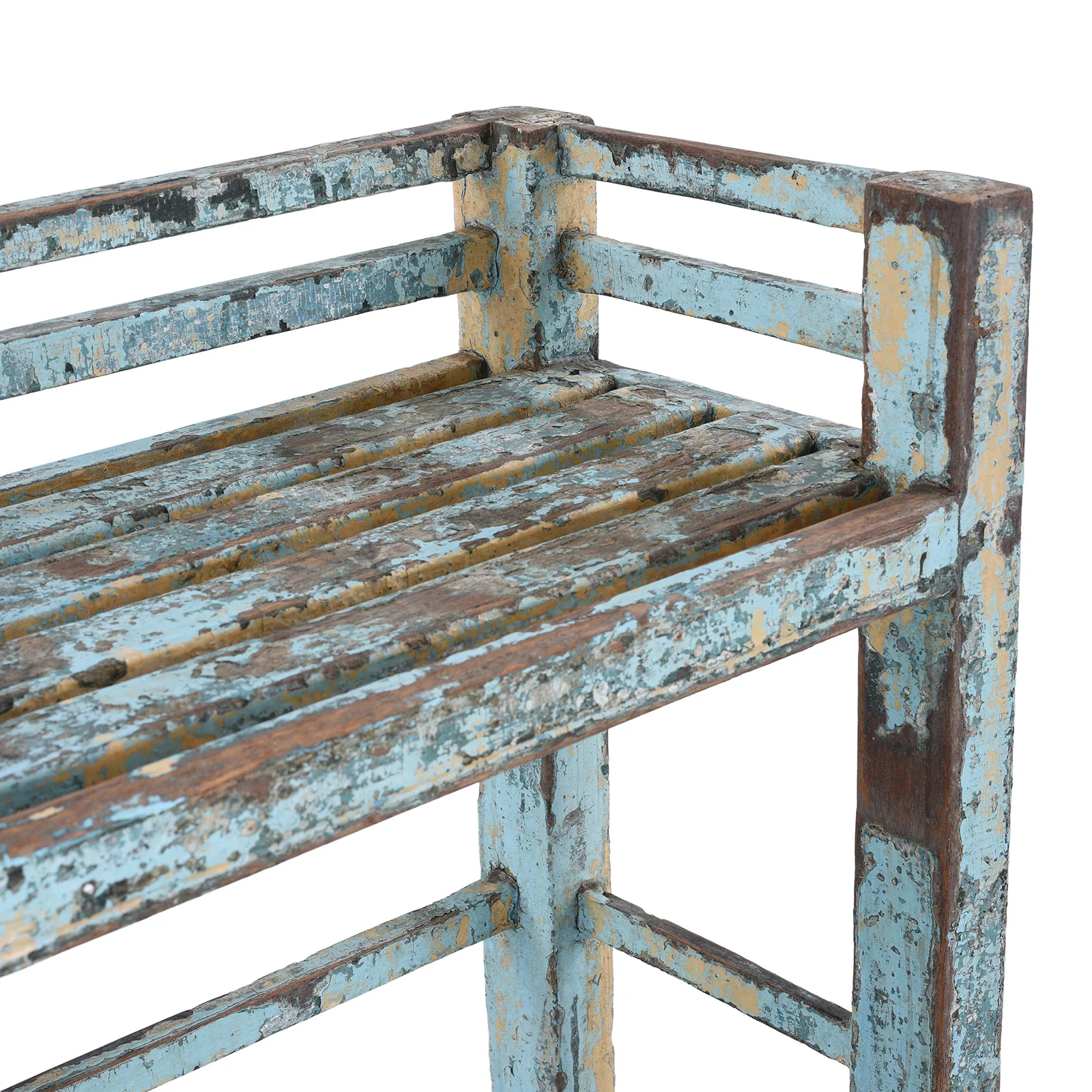Blue Painted Indian Slatted Shelf - Ca 1930 - Image 5