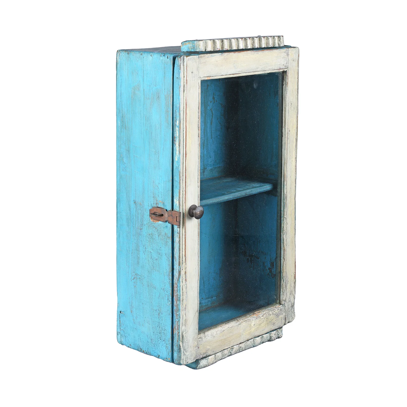 Painted Teak Glazed Wall Cabinet - Ca 1930 - Image 4