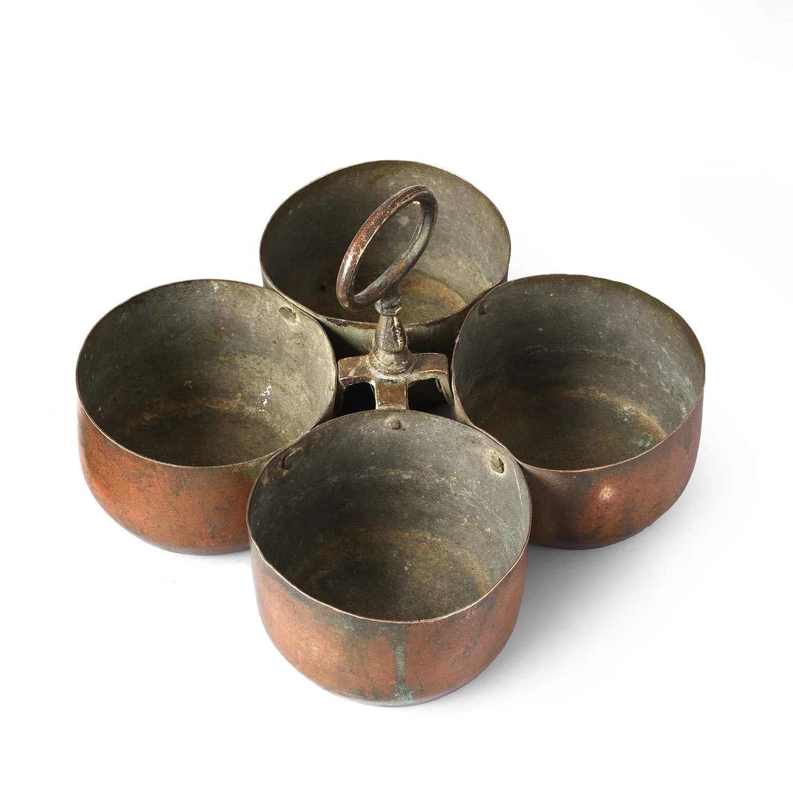 Indian Brass 4 Way Dusakar Pickle Dish - Ca 1910 - Image 2