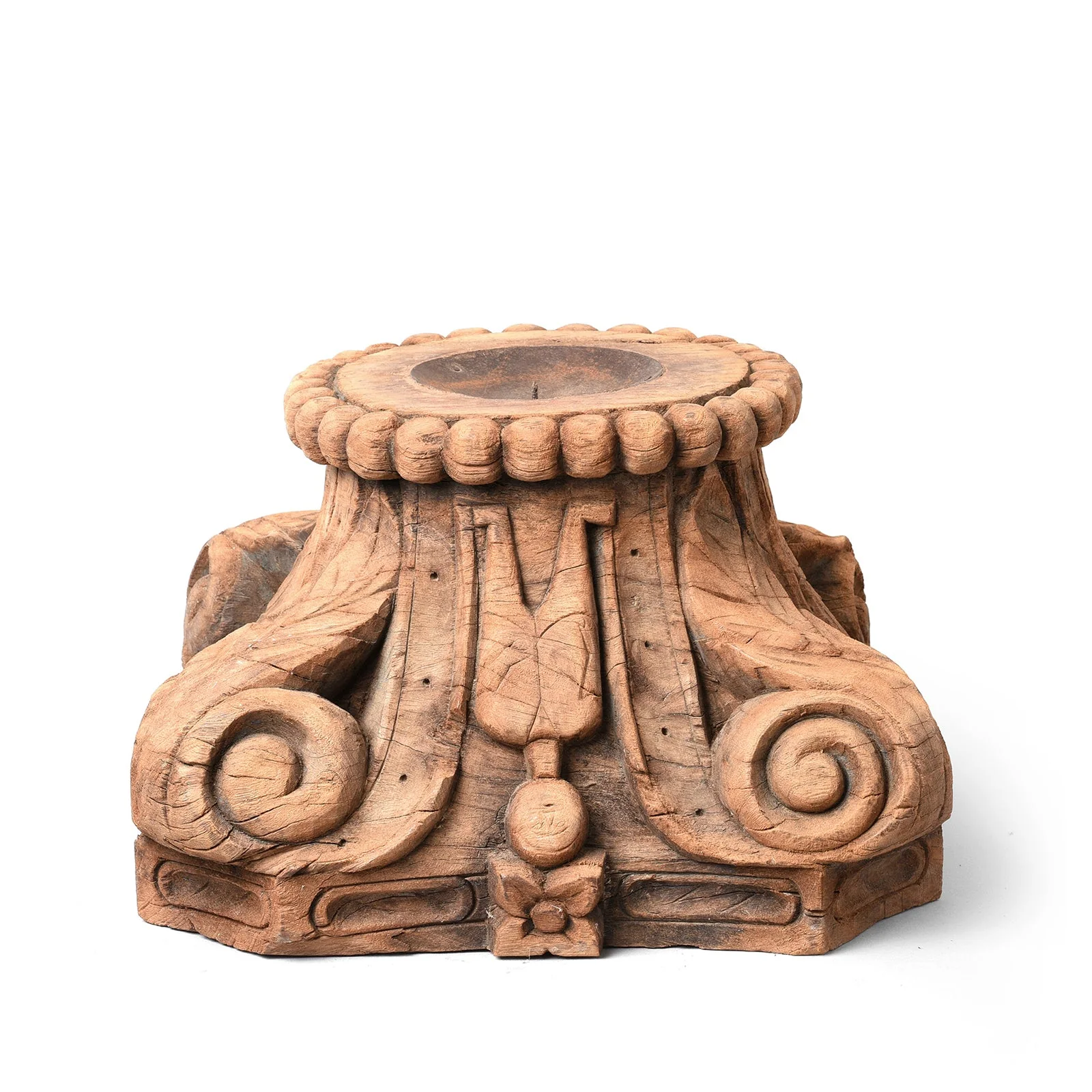 Carved Capital Candlestick From Gujarat - Late 19th Century - Image 3
