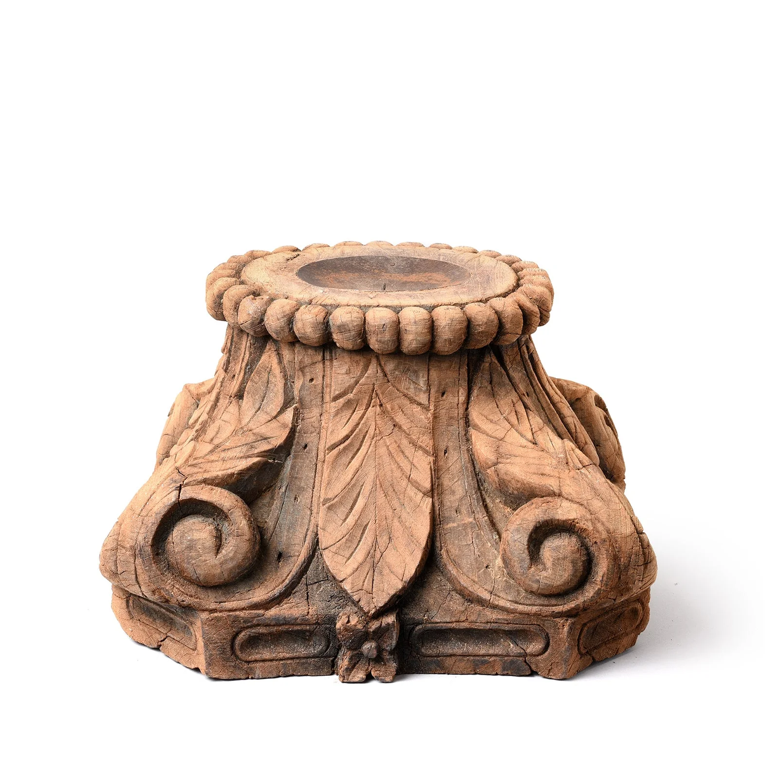 Carved Capital Candlestick From Gujarat - Late 19th Century - Image 4