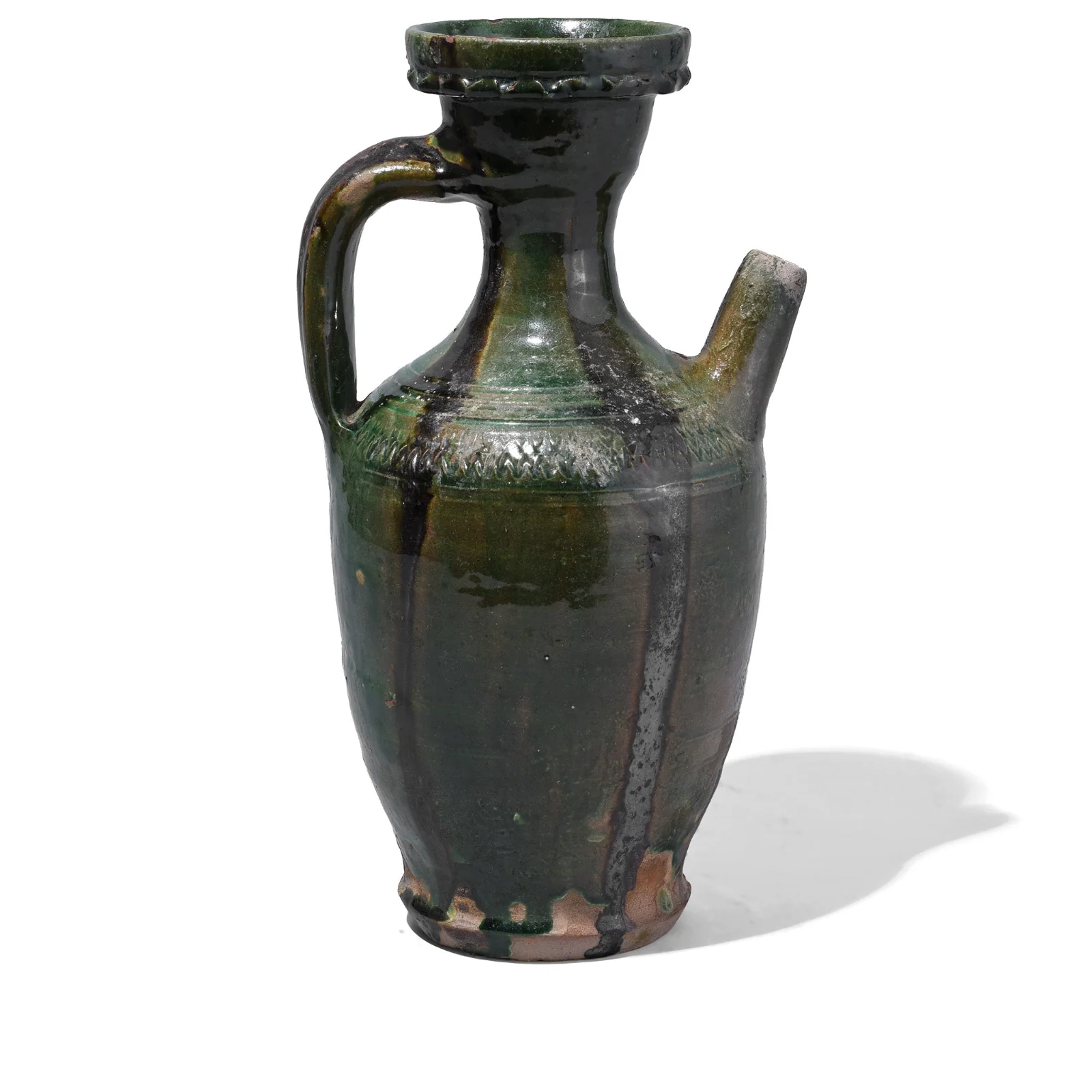 Sancai Copper Glazed Terracotta Spouted Vase From Yunnan