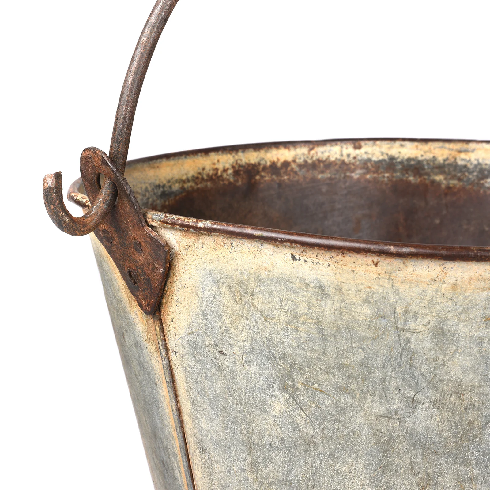 Large Vintage Galvanized Bucket From Rajasthan - Ca 1950 - Image 3