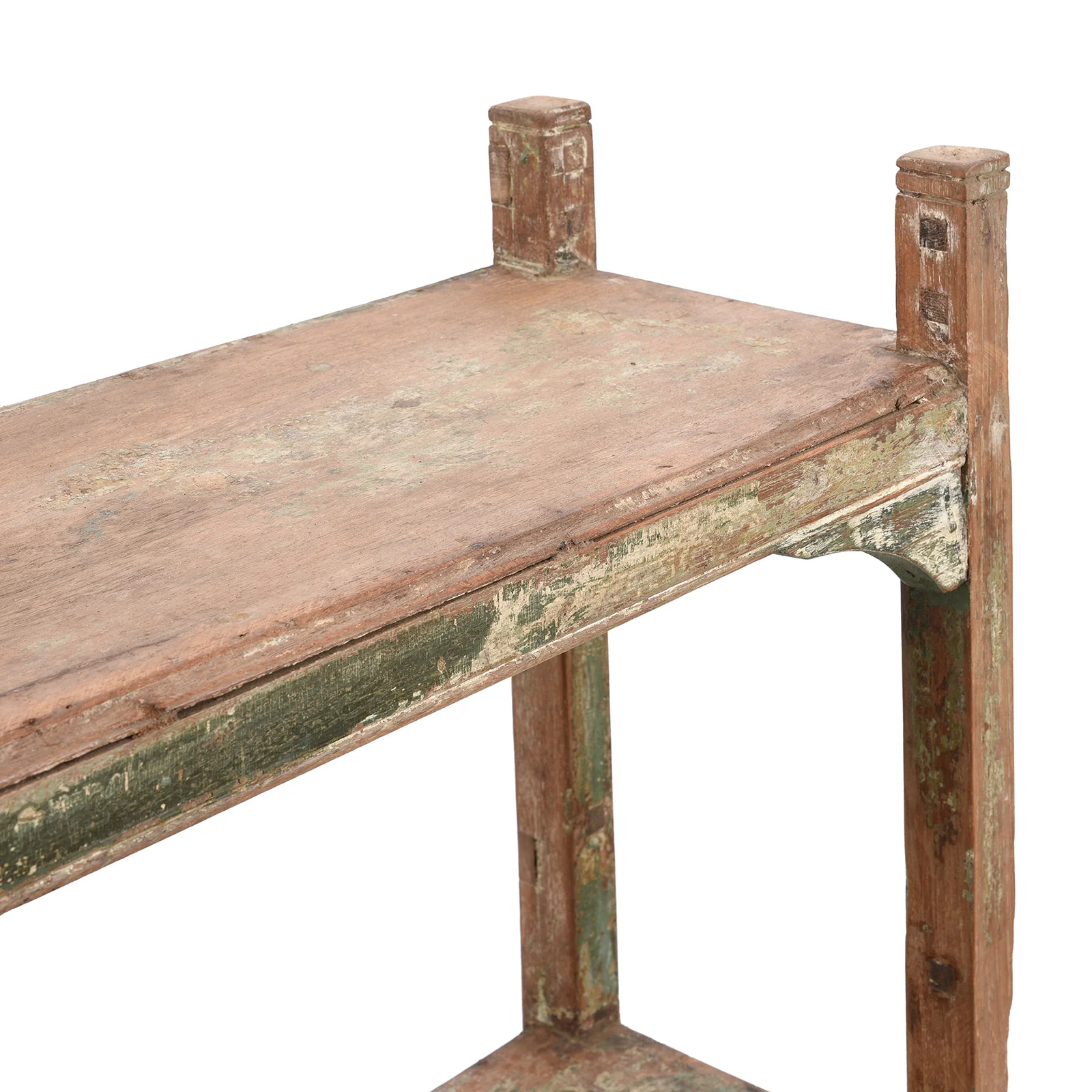 Vintage Painted Teak Shelf From Gujarat - Ca 1930 - Image 2