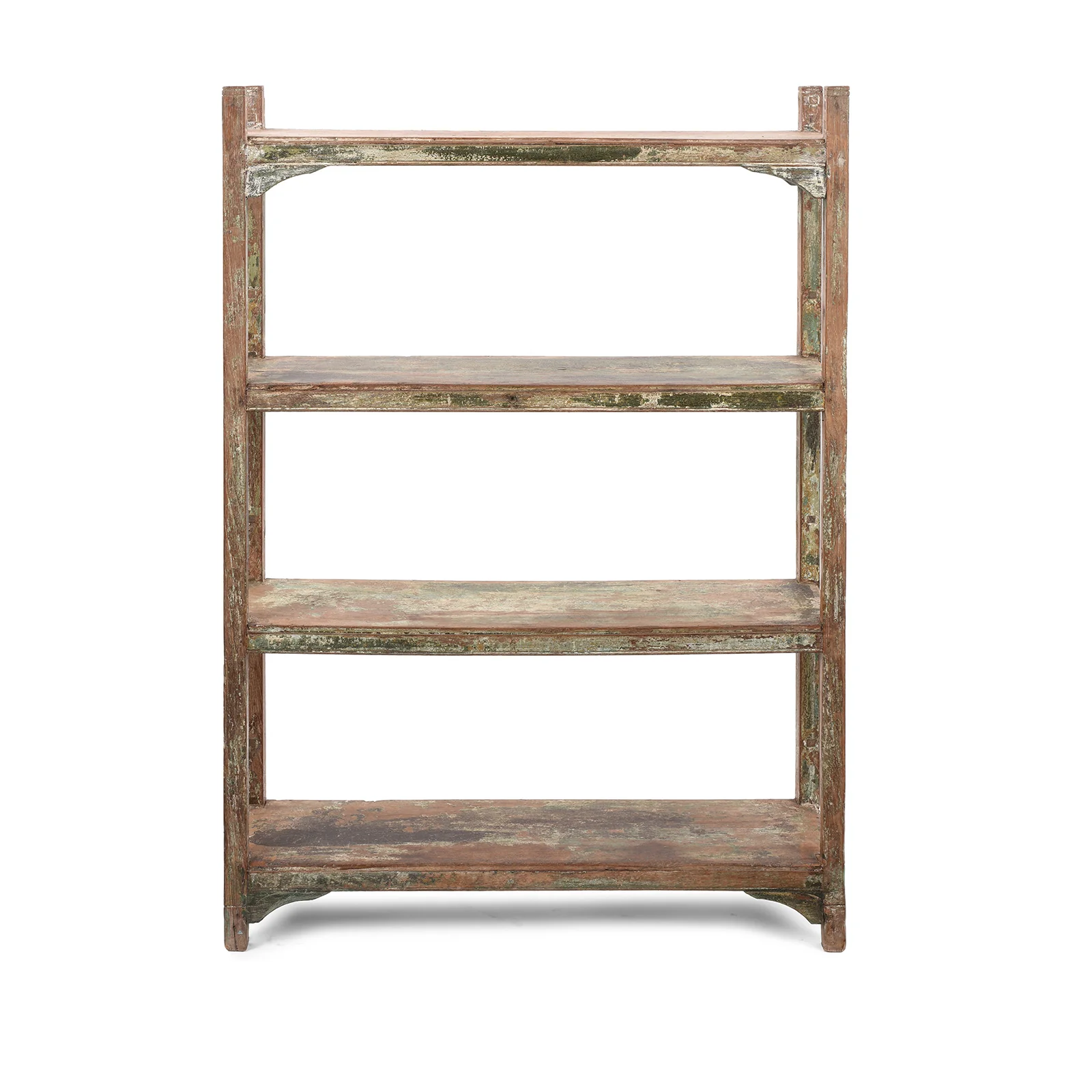 Vintage Painted Teak Shelf From Gujarat - Ca 1930 - Image 3