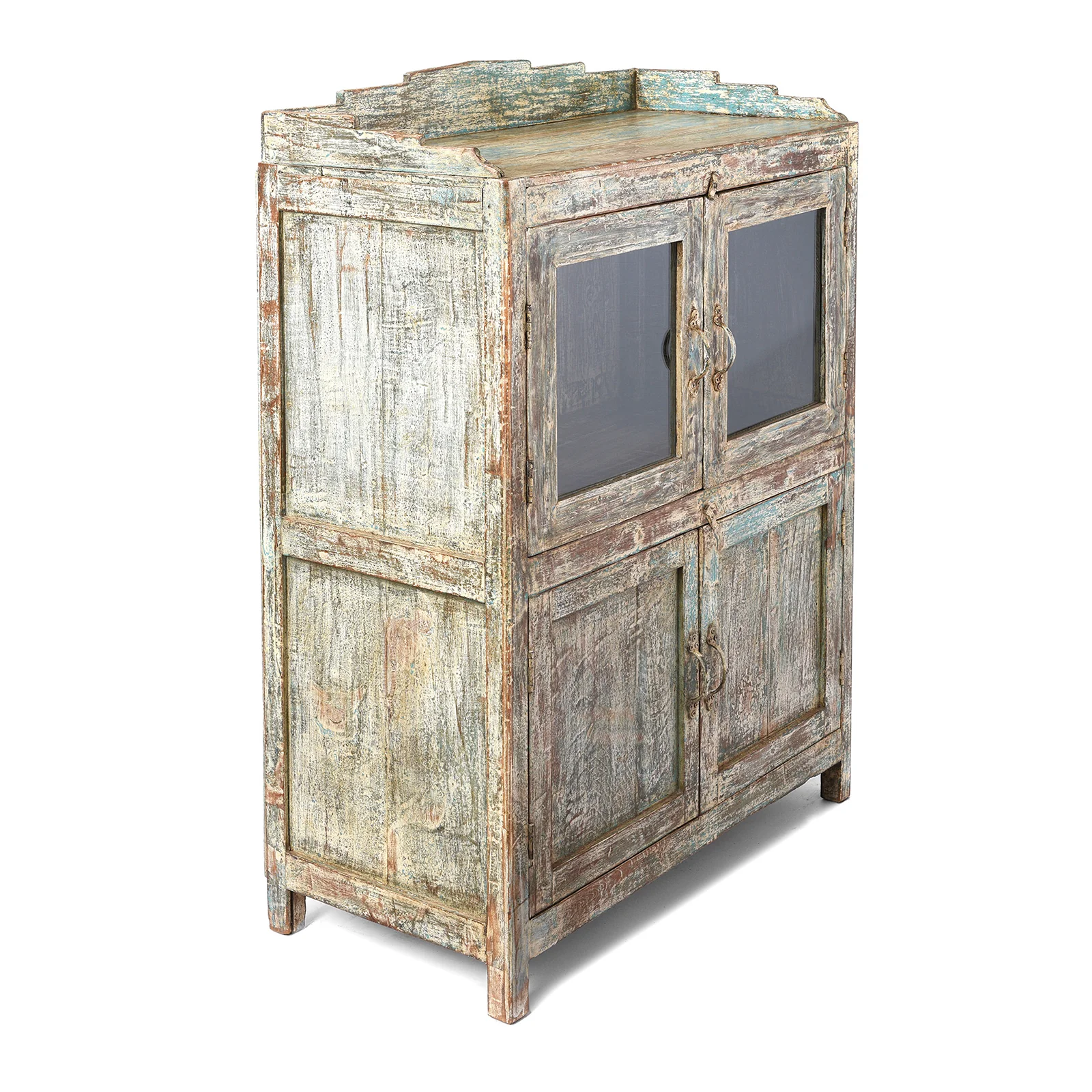 Vintage Indian Green Painted Display Cabinet - Ca 1920 - Image 4