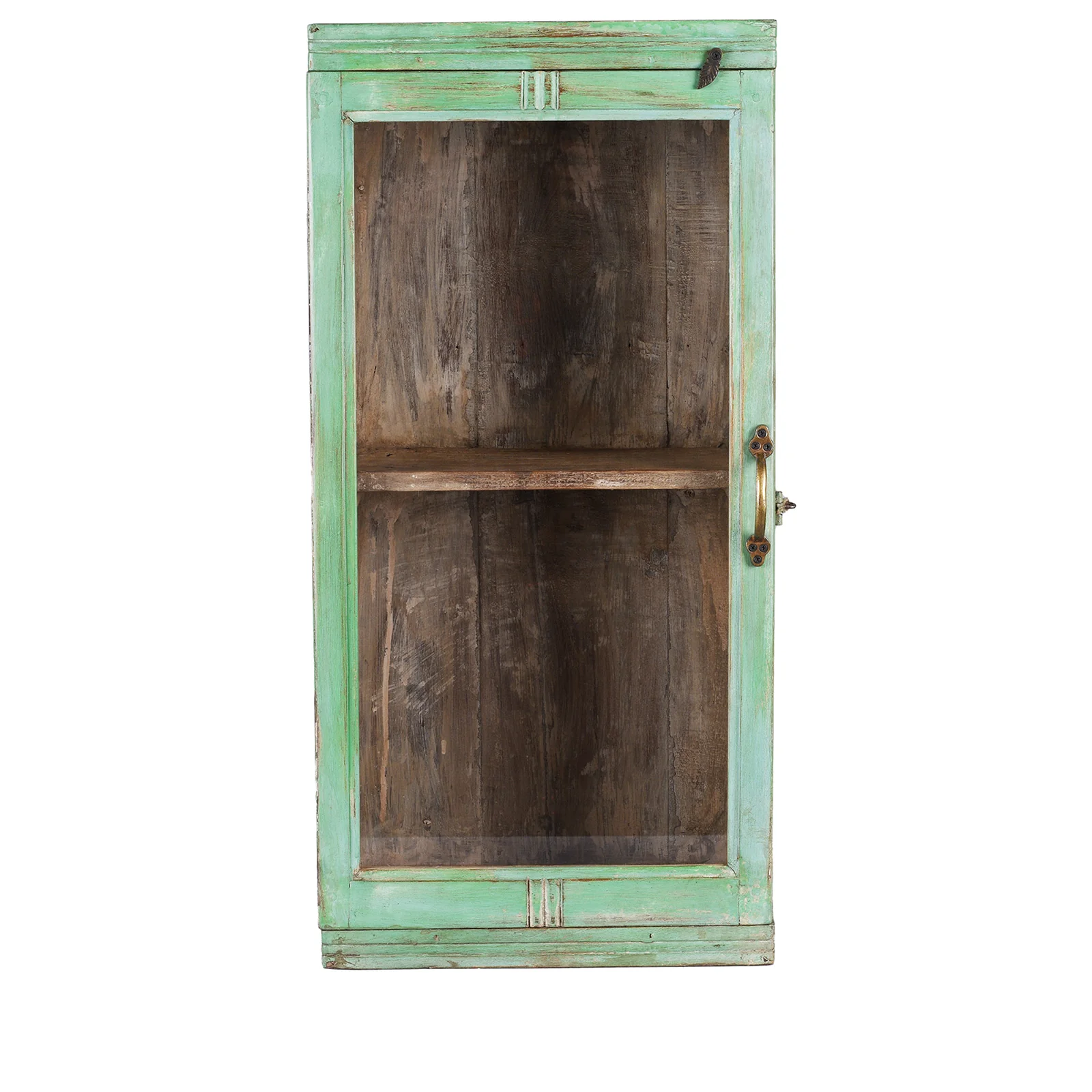 Green Painted Teak Glazed Wall Cabinet - Ca 1930 - Image 2