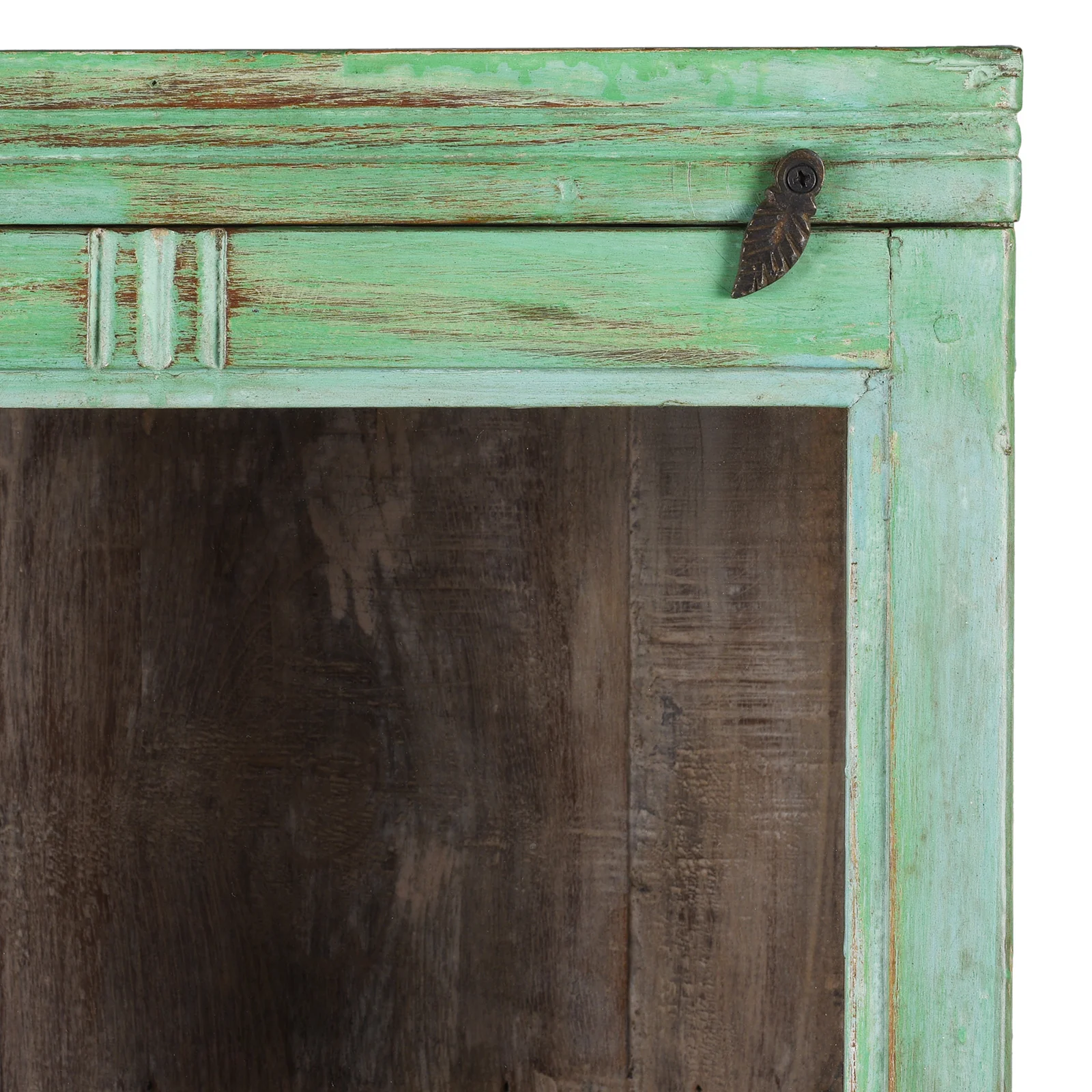 Green Painted Teak Glazed Wall Cabinet - Ca 1930 - Image 4
