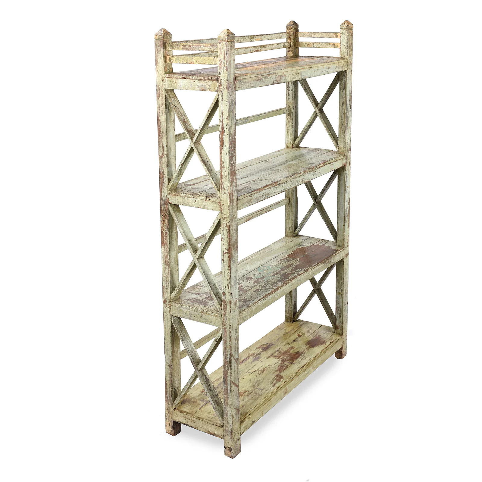 Vintage Green Painted Indian Teak Shelf - Ca 1930 - Image 2