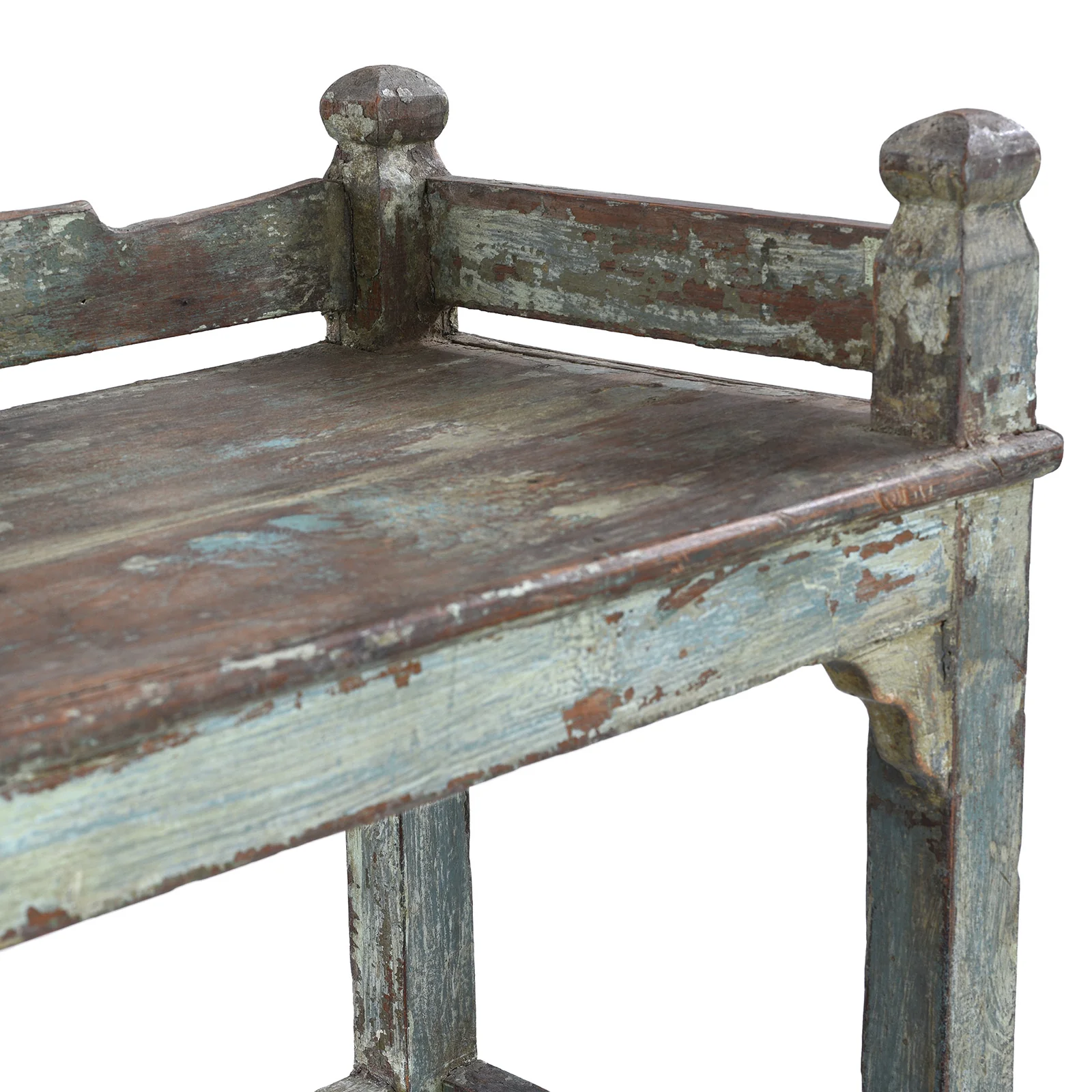 Vintage Blue Painted Indian Shelf - 1930 - Image 5