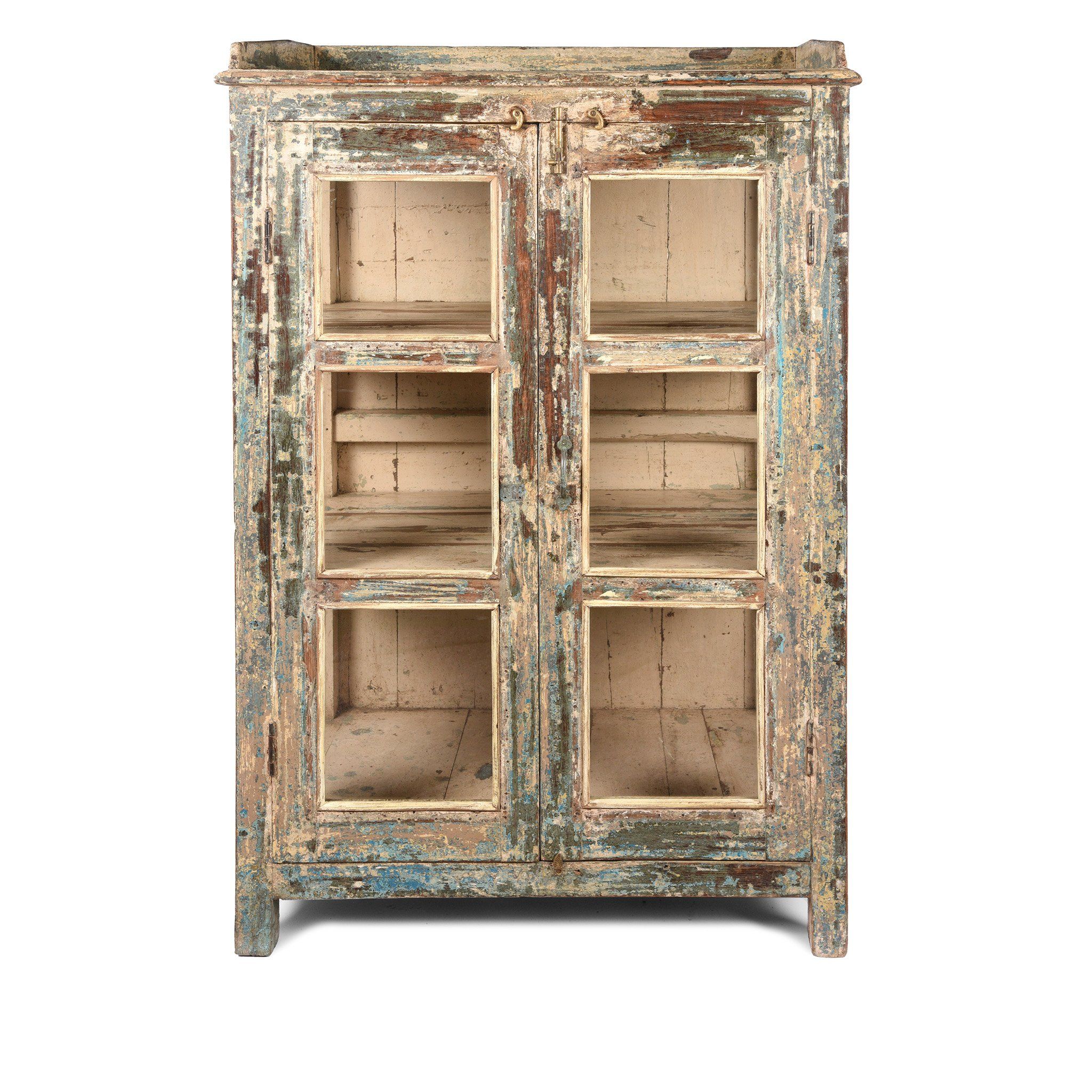 Vintage Green Painted Display Cabinet - Ca 1920