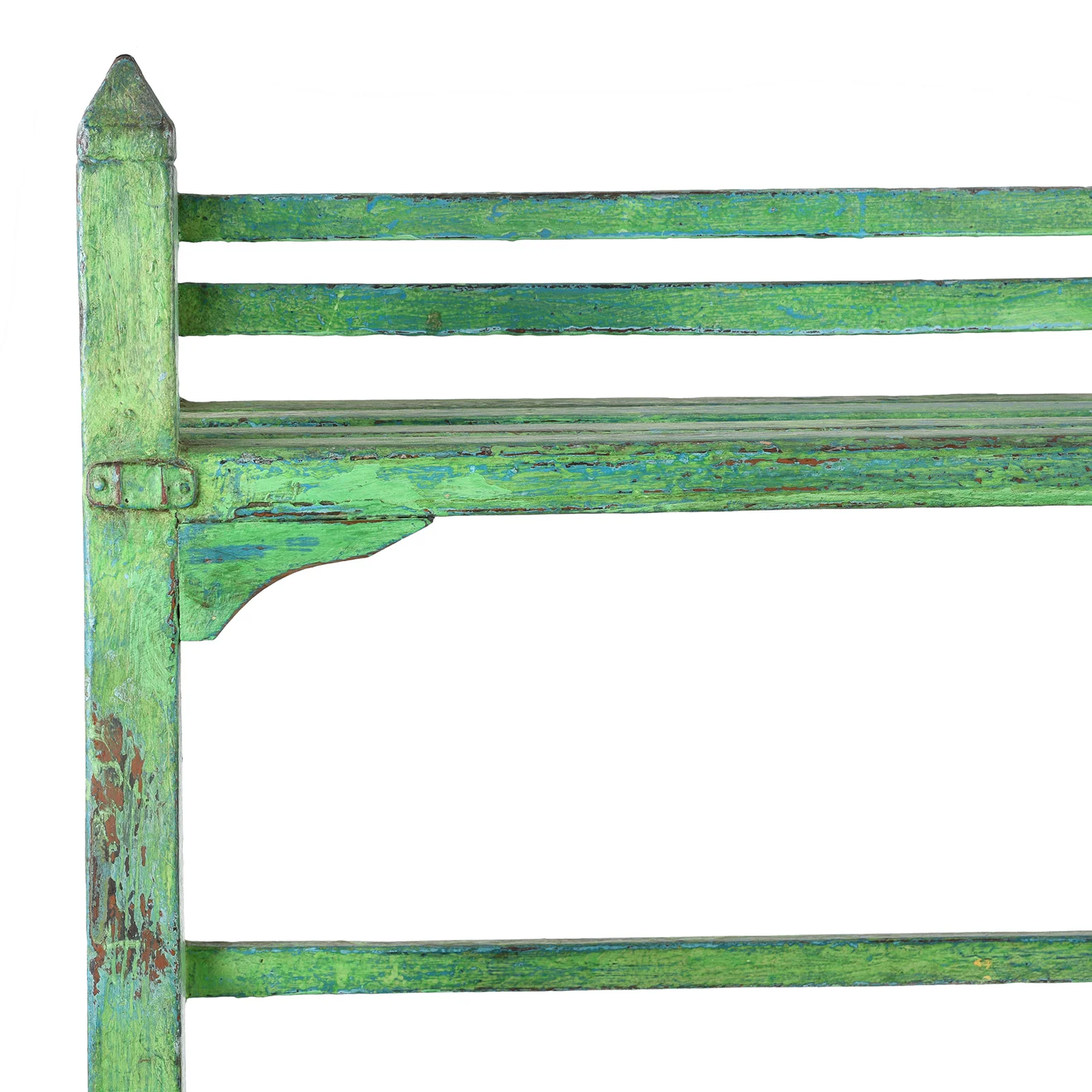 Vintage Green Painted Indian Teak Slated Shelf - Ca 1930 - Image 2